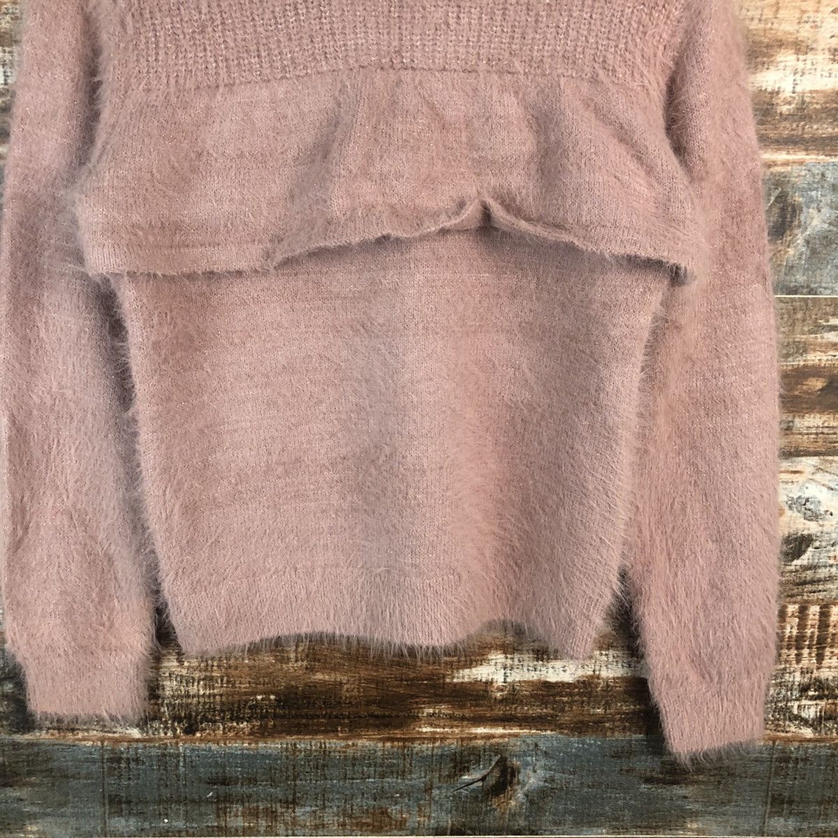 Homespun Knitwear × Japanese Brand DL Beams Heart Pink Mohair fur shaggy Knitwear #C320 Size XS / US 0-2 / IT 36-38 - 6 Thumbnail