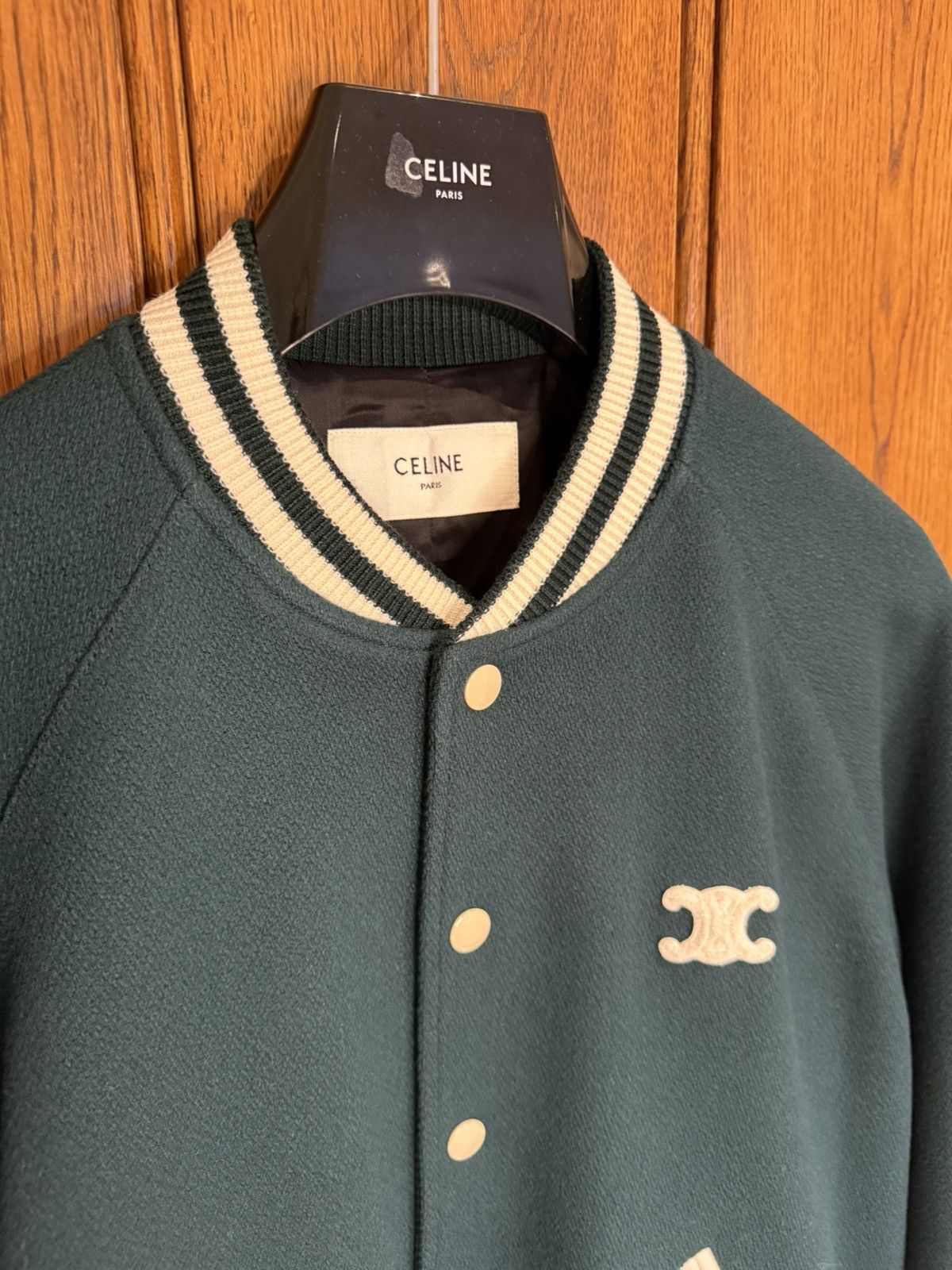 Celine $3.25k+ FW24 Celine Triomphe logo teddy jacket green Hedi 52 Size US L / EU 52-54 / 3 - 12 Thumbnail