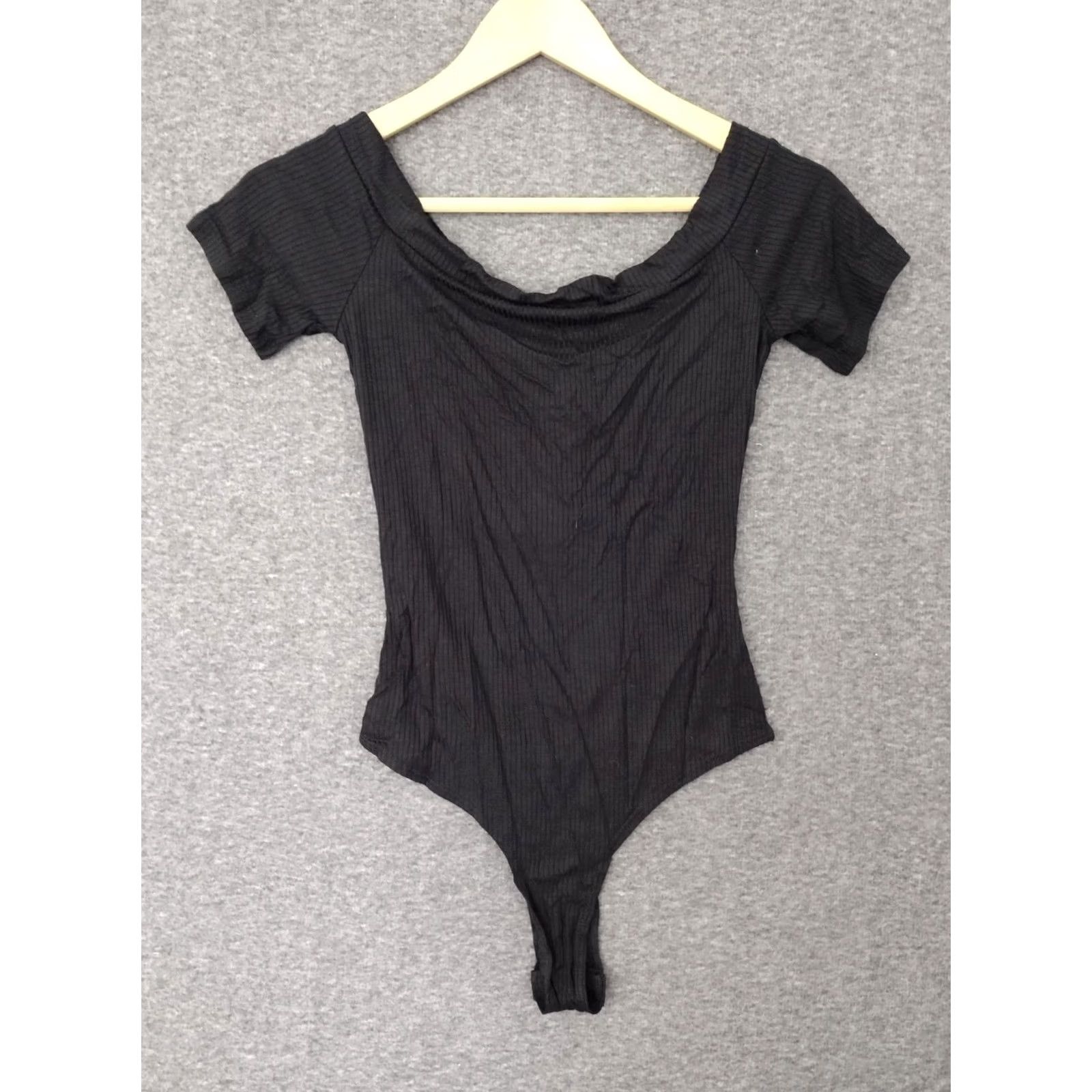 Vintage MAGIA Bodysuit Women's Solid Black Ribbed 3 Button Short Sleeve Size S Size S / US 4 / IT 40 - 2 Thumbnail