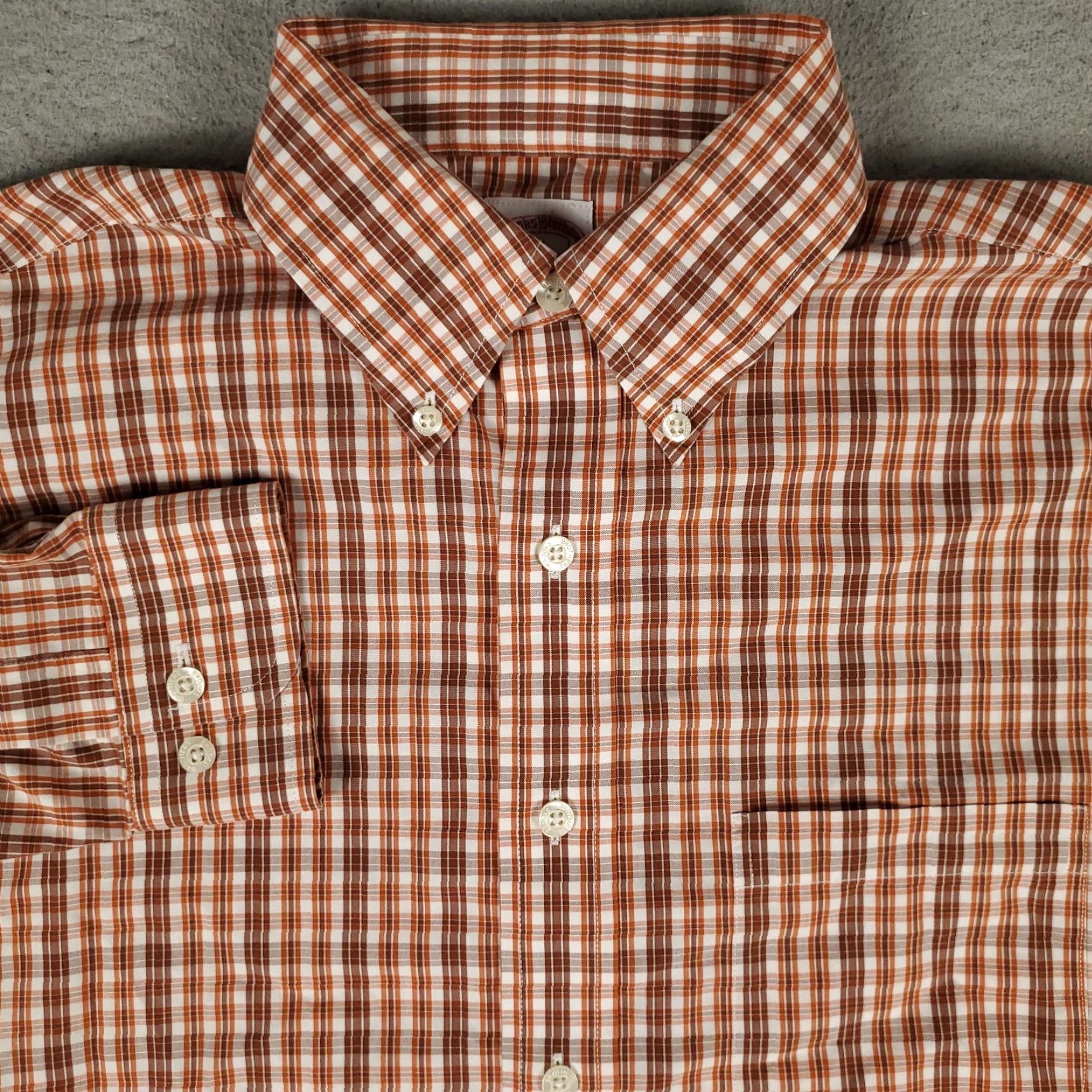 Brooks Brothers VINTAGE Brooks Brothers Shirt Mens Medium Brown Orange Plaid Button-Up Long Sleeve Size US M / EU 48-50 / 2 - 2 Thumbnail