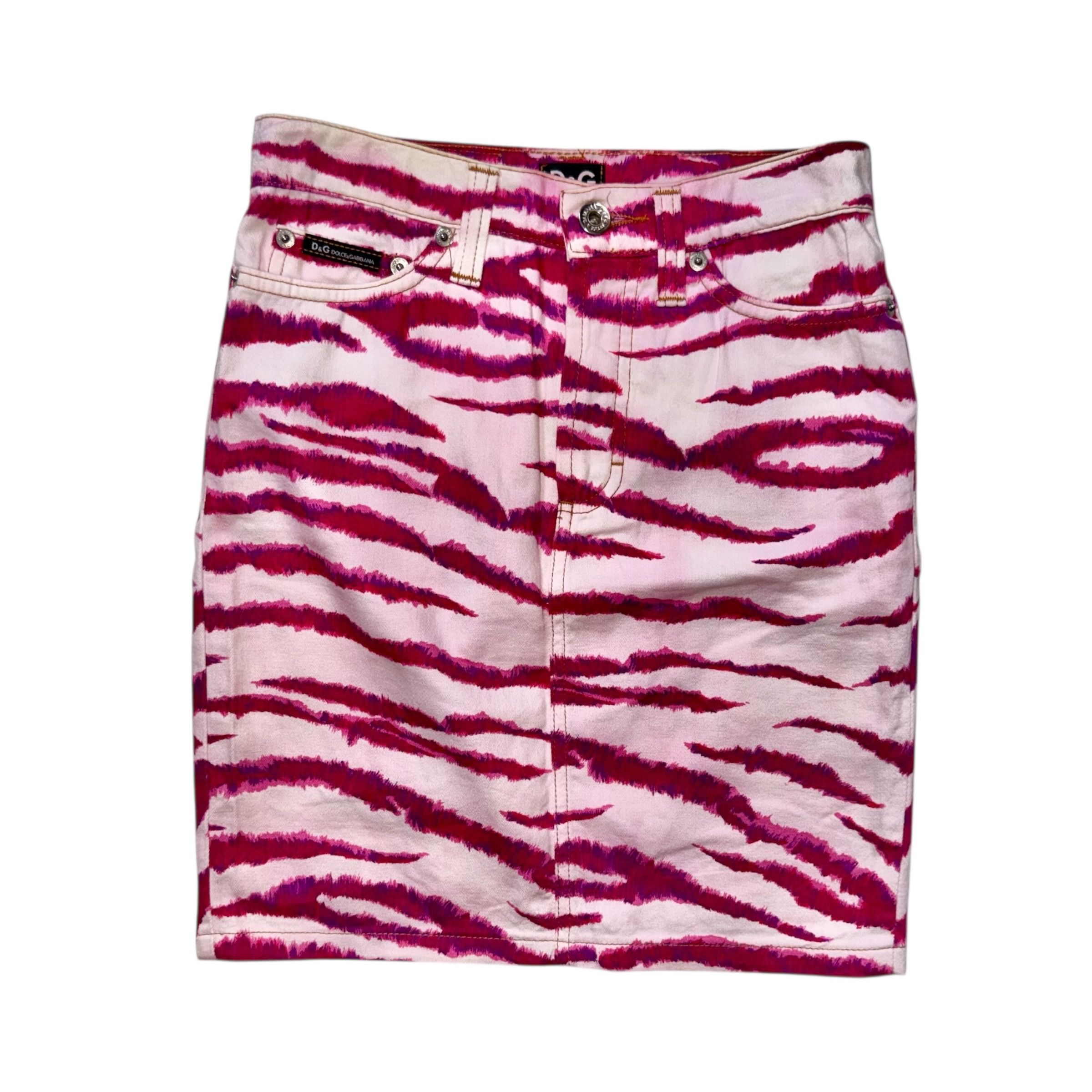 Dolce & Gabbana DOLCE & GABBANA VINTAGE PINK ZEBRA SKIRT Size 26" / US 2 / IT 38 - 1 Thumbnail