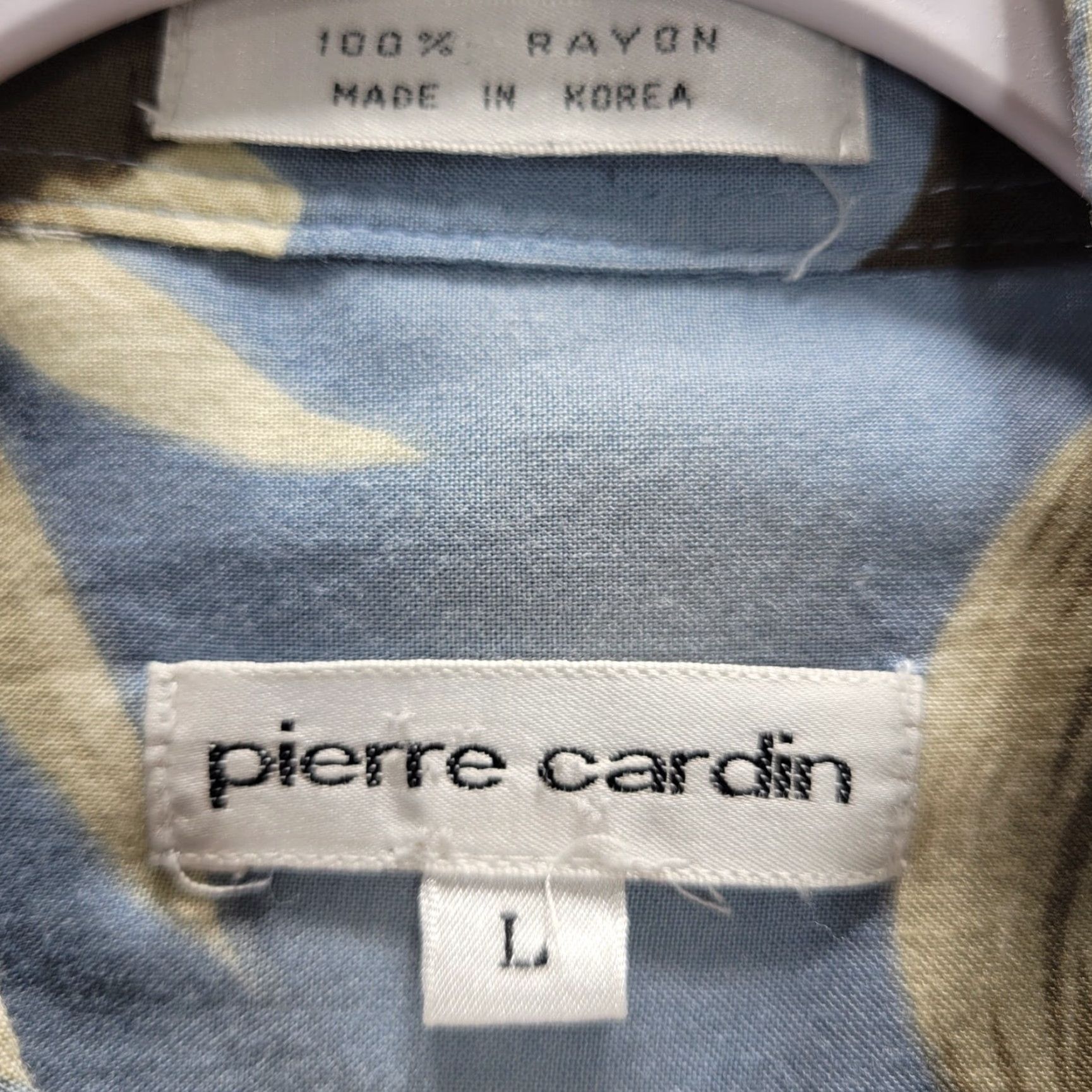 Pierre Cardin Pierre Cardin Shirt Mens Button-Up Short Sleeve L Blue Leaf/Feather Print Vtg Ltd Fit Size US L / EU 52-54 / 3 - 6 Thumbnail
