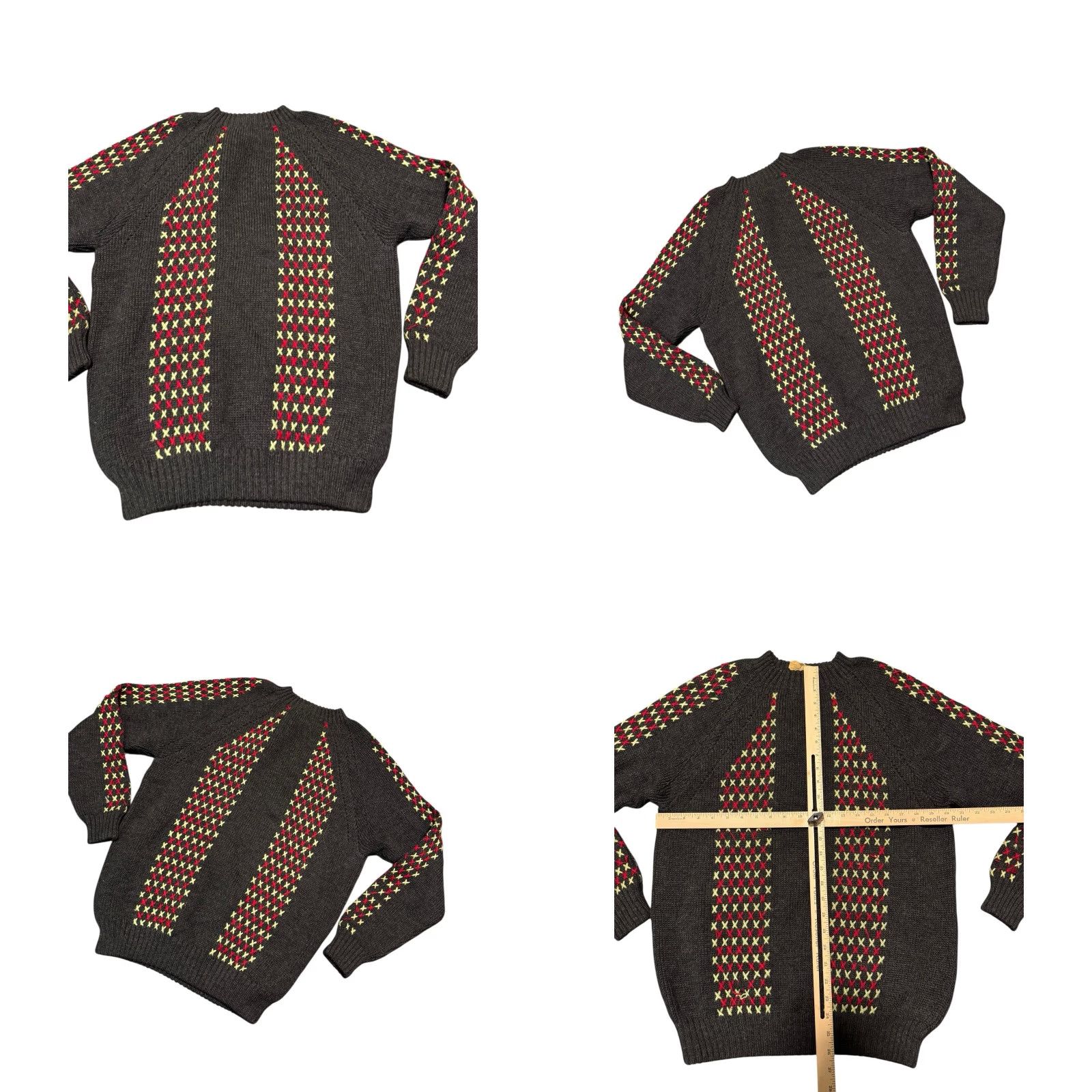 Vintage VINTAGE Bernhard Altmann Wool Sweater ITALY Raglan Cross Stitch Pattern 1950s 60s Green Size 40 Adults Mens Regular 100% Wool Size S / US 4 / IT 40 - 8 Thumbnail