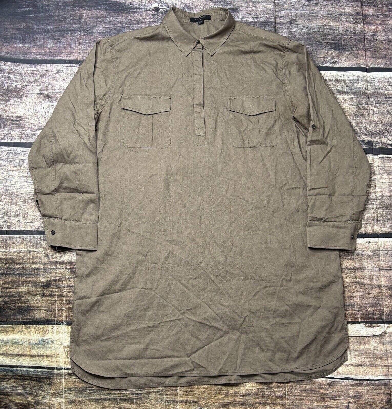 Allsaints All Saints Lamont Shirt Dress Women's Large Pockets Military Size L / US 10 / IT 46 - 1 Thumbnail