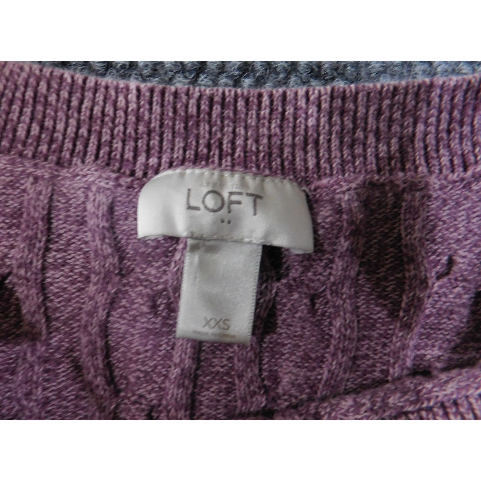Loft LOFT Sweater Womens XXS Purple Cable Knit Pullover Crewneck Long Sleeve Cotton Size XXS / US 00 / IT 34 - 5 Thumbnail