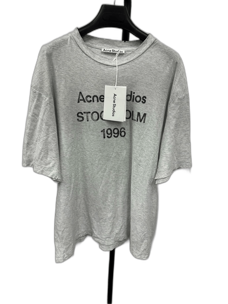 Acne Studios Acne Studios Gray Letter Print Short Sleeve T-Shirt-yf Size US M / EU 48-50 / 2 - 1 Thumbnail