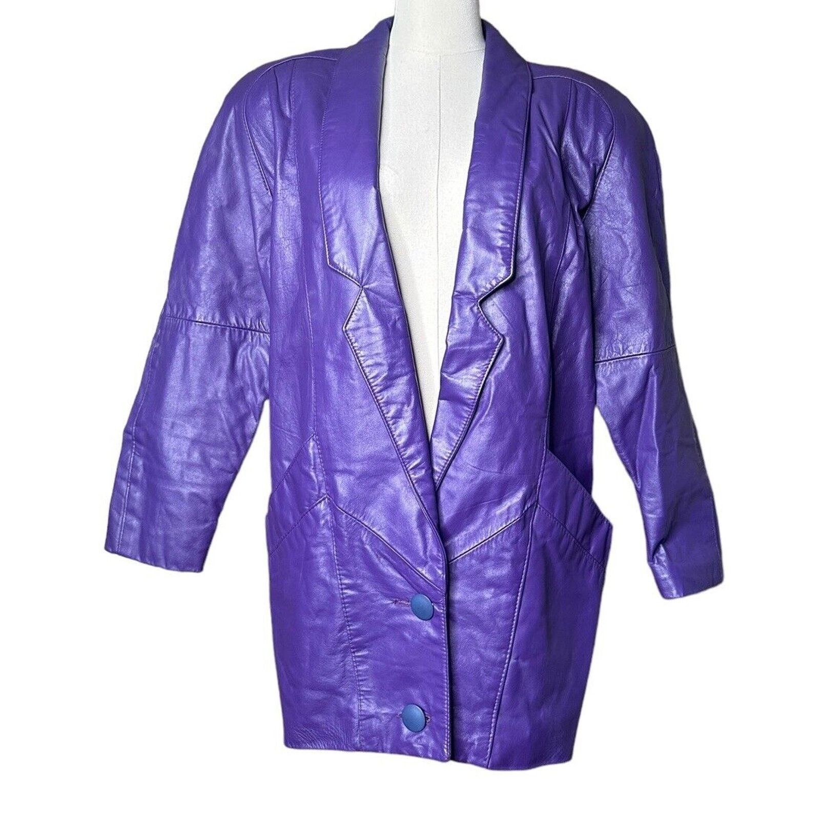 Other Vtg 90s Outerwear by Pheonix Purple Leather Jacket Coat SP Size S / US 4 / IT 40 - 1 Thumbnail