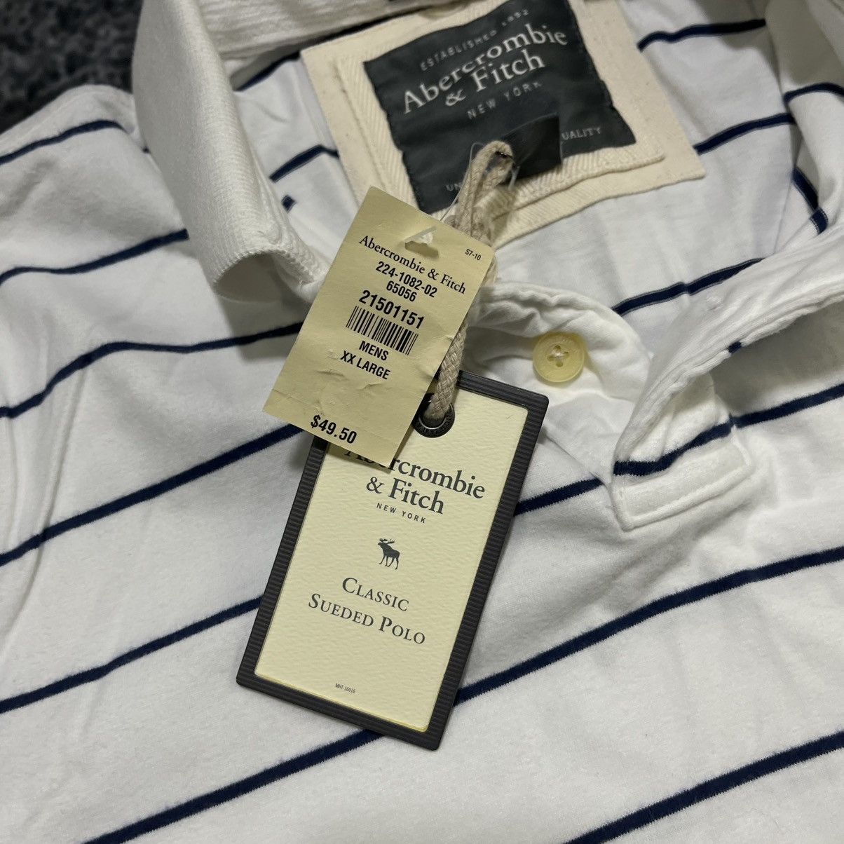 Abercrombie & Fitch Vintage Abercrombie & Fitch Muscle Polo Shirt White Blue XXL Size US XXL / EU 58 / 5 - 8 Thumbnail