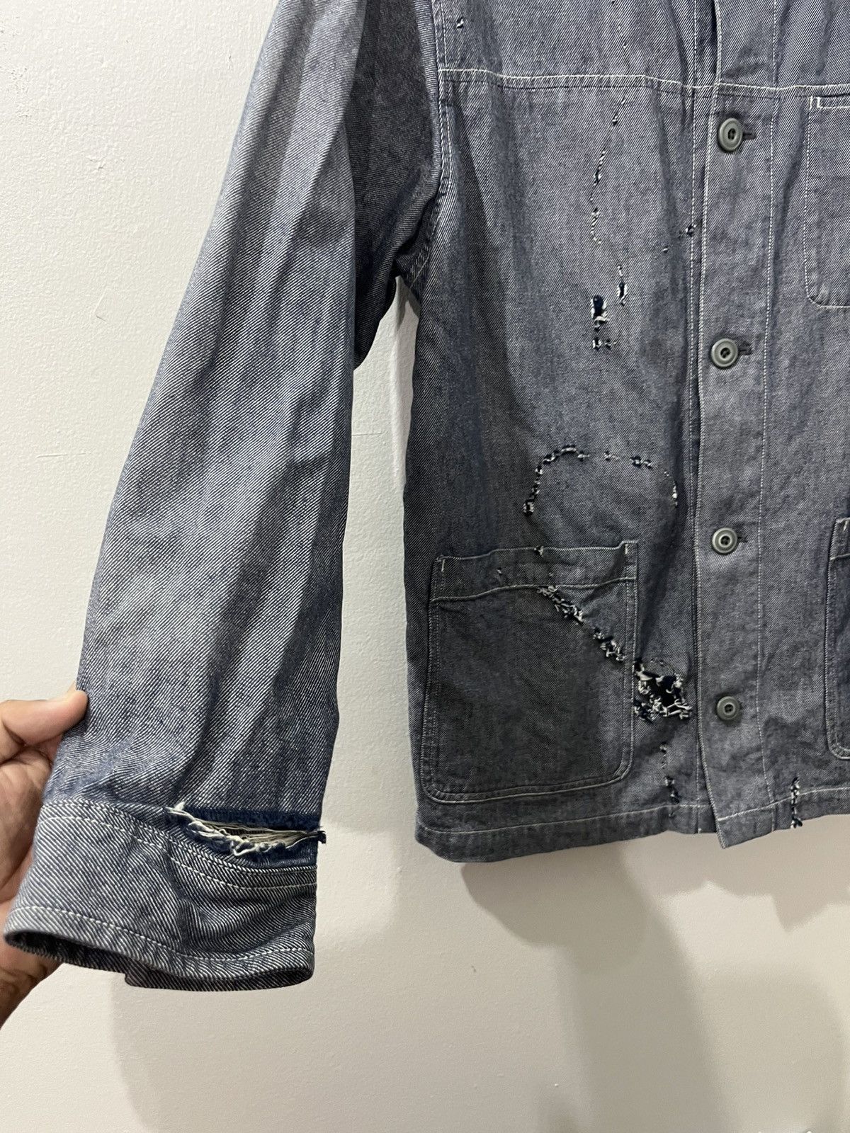 Japanese Brand 💥2000s Y2K Uniqlo Ripped Distressed Trashed Chore Jackets Size US L / EU 52-54 / 3 - 5 Thumbnail