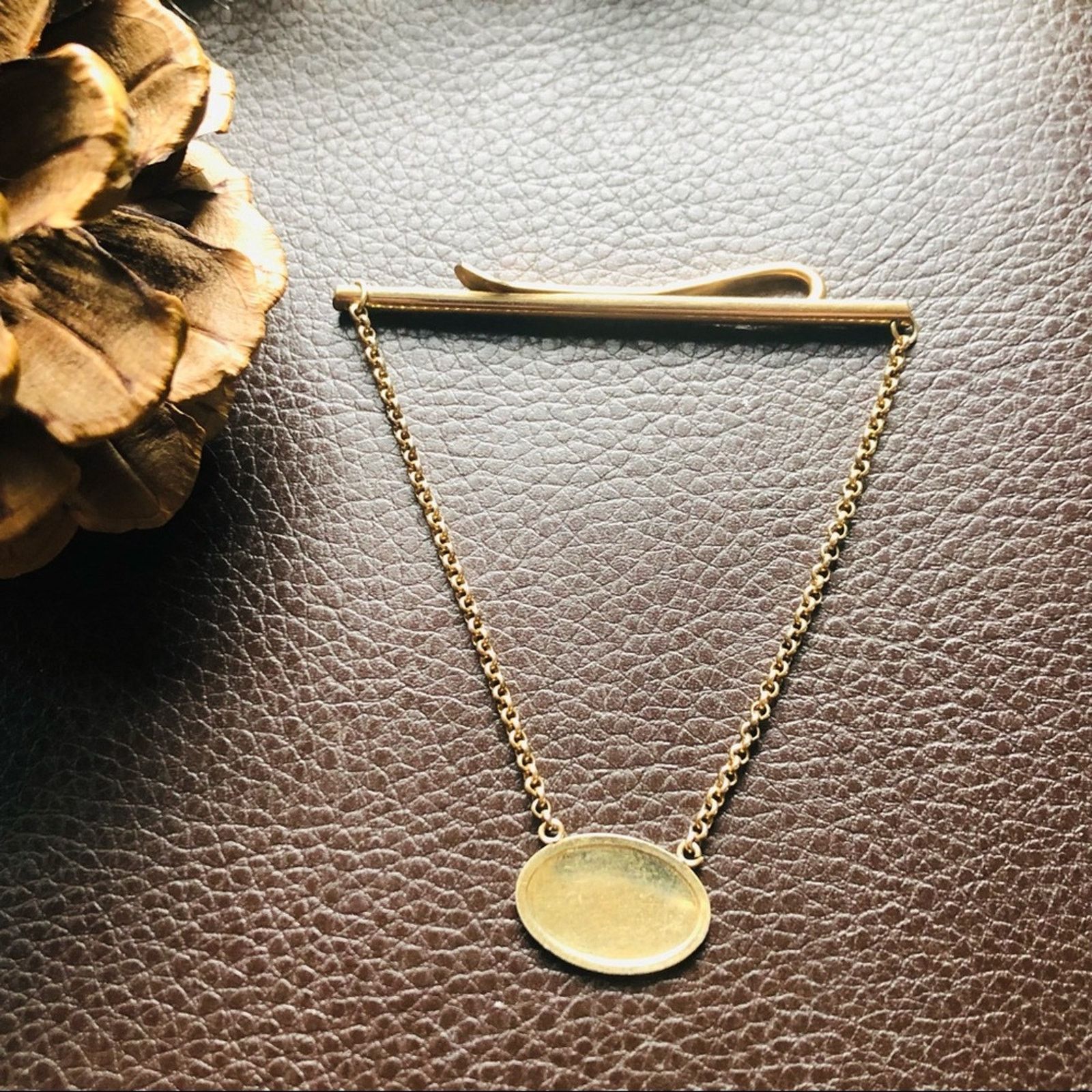 Vintage Vintage men’s Krementz gold “RLL” tie bar with chain Size ONE SIZE - 3 Thumbnail