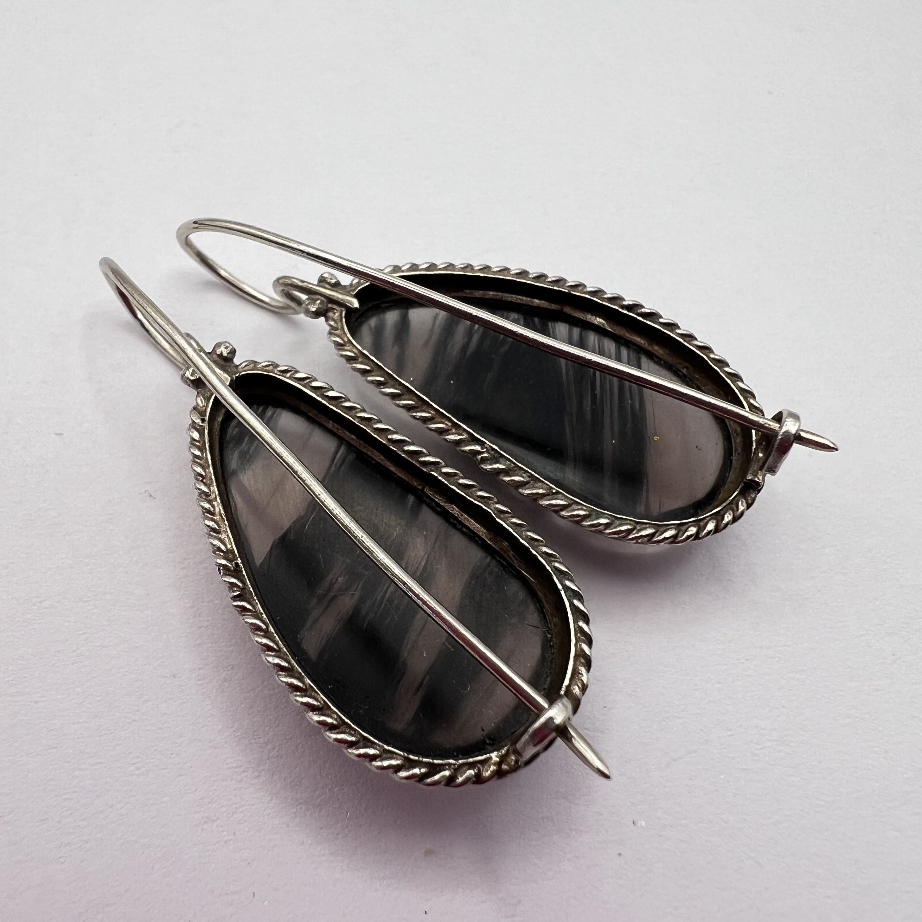 Vintage Vintage Sterling Silver 925 Earrings Black Rutilated Quartz Size ONE SIZE - 9 Thumbnail