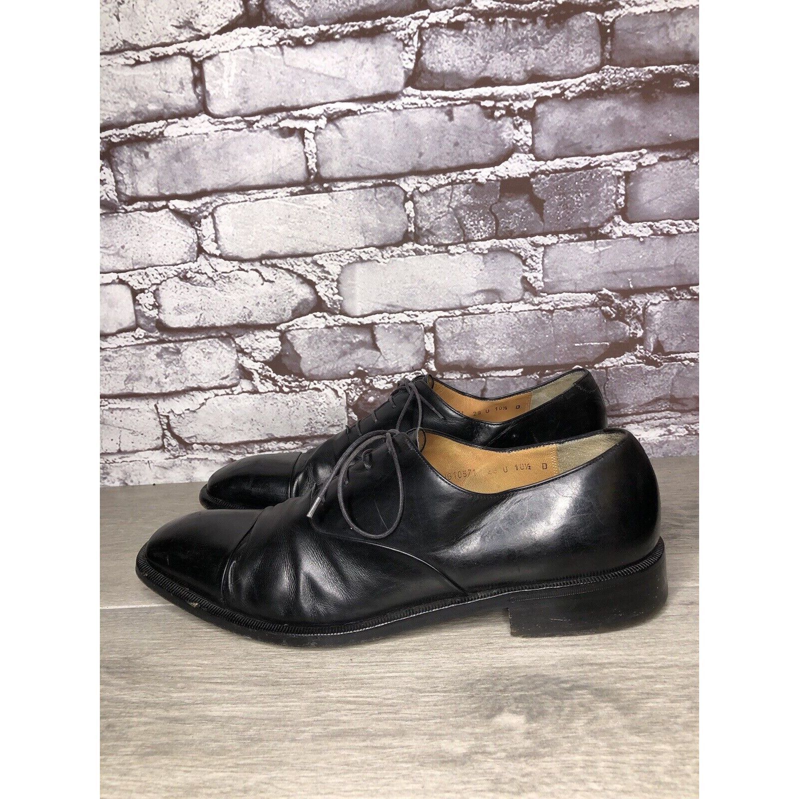 Salvatore Ferragamo Salvatore Ferragamo Black Leather Cap Toe Dress Shoes Oxford Size US 10.5 / EU 43-44 - 23 Thumbnail