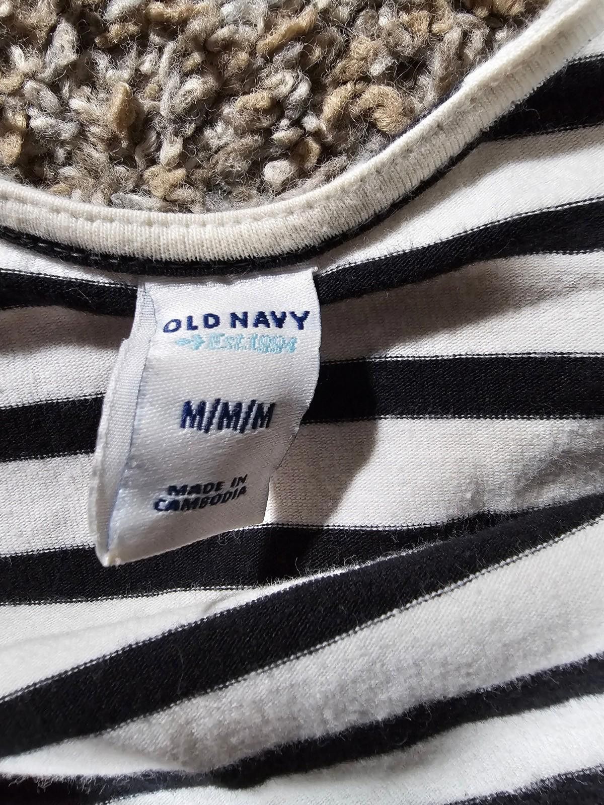 Old Navy Old Navy Women's M Black White Striped Short Sleeve Dress Size M / US 6-8 / IT 42-44 - 3 Thumbnail