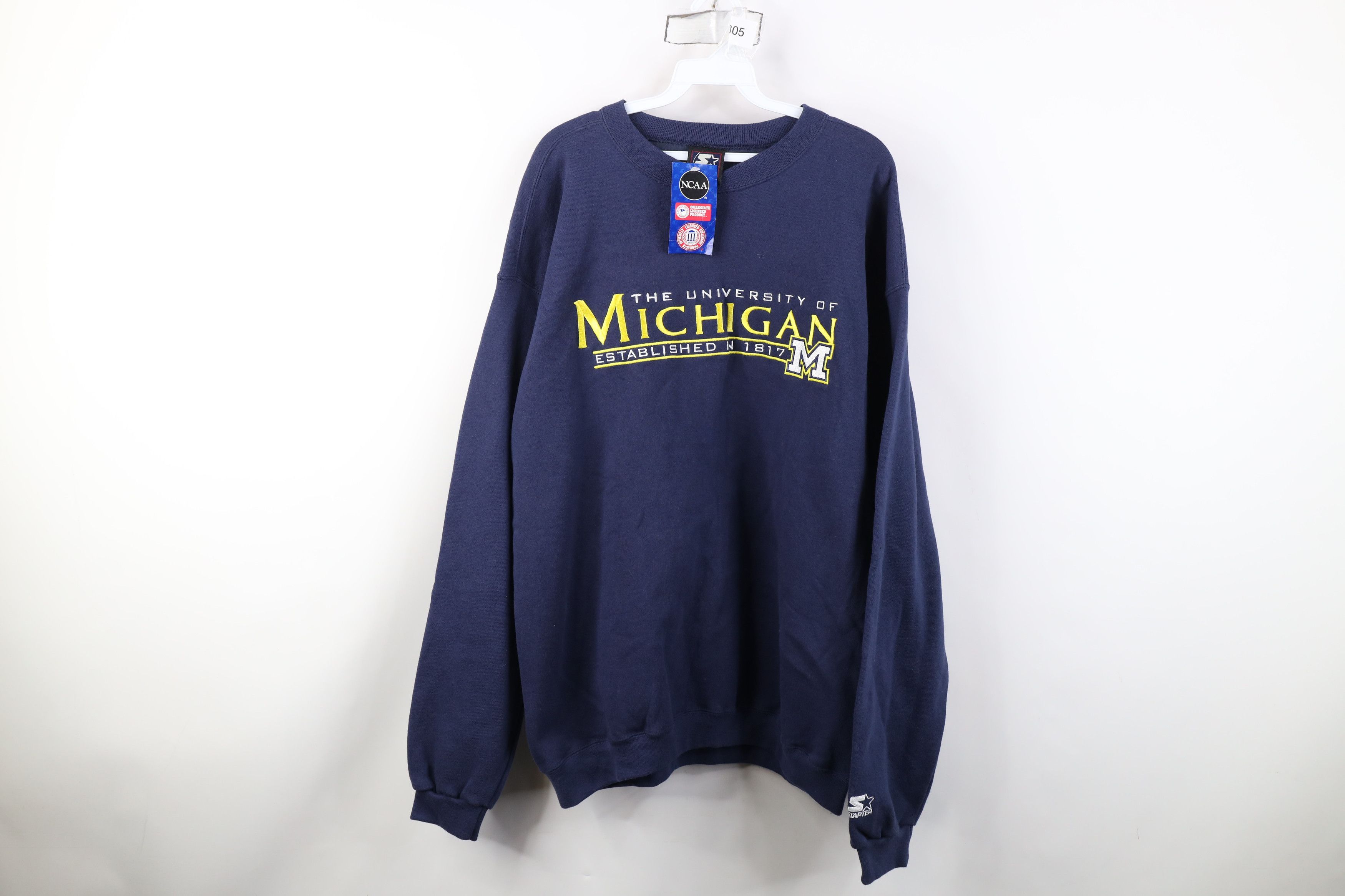 Starter Deadstock Vintage 90s Starter University Michigan Sweatshirt Size US L / EU 52-54 / 3 - 1 Thumbnail