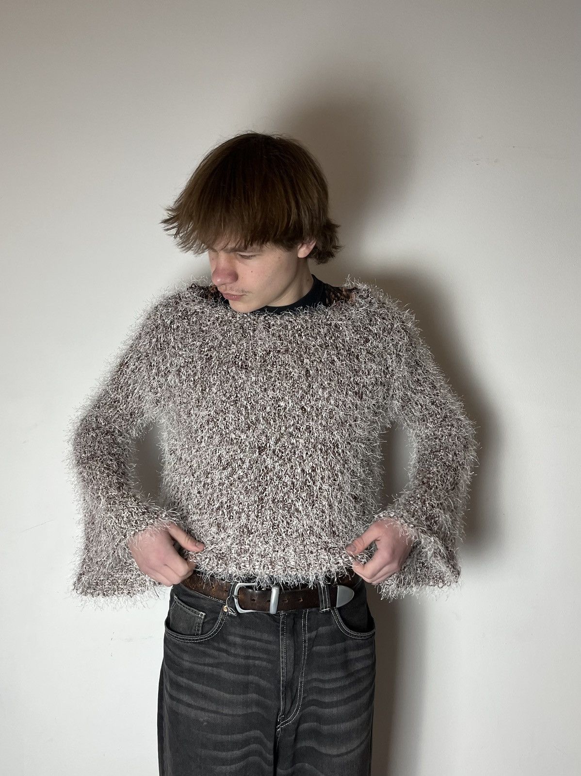 Hysteric Glamour 🔥00'S RICK OWENS VIBE FAUX FUR MOHAIR CROPPED SWEATER 00'S Size US S / EU 44-46 / 1 - 7 Thumbnail