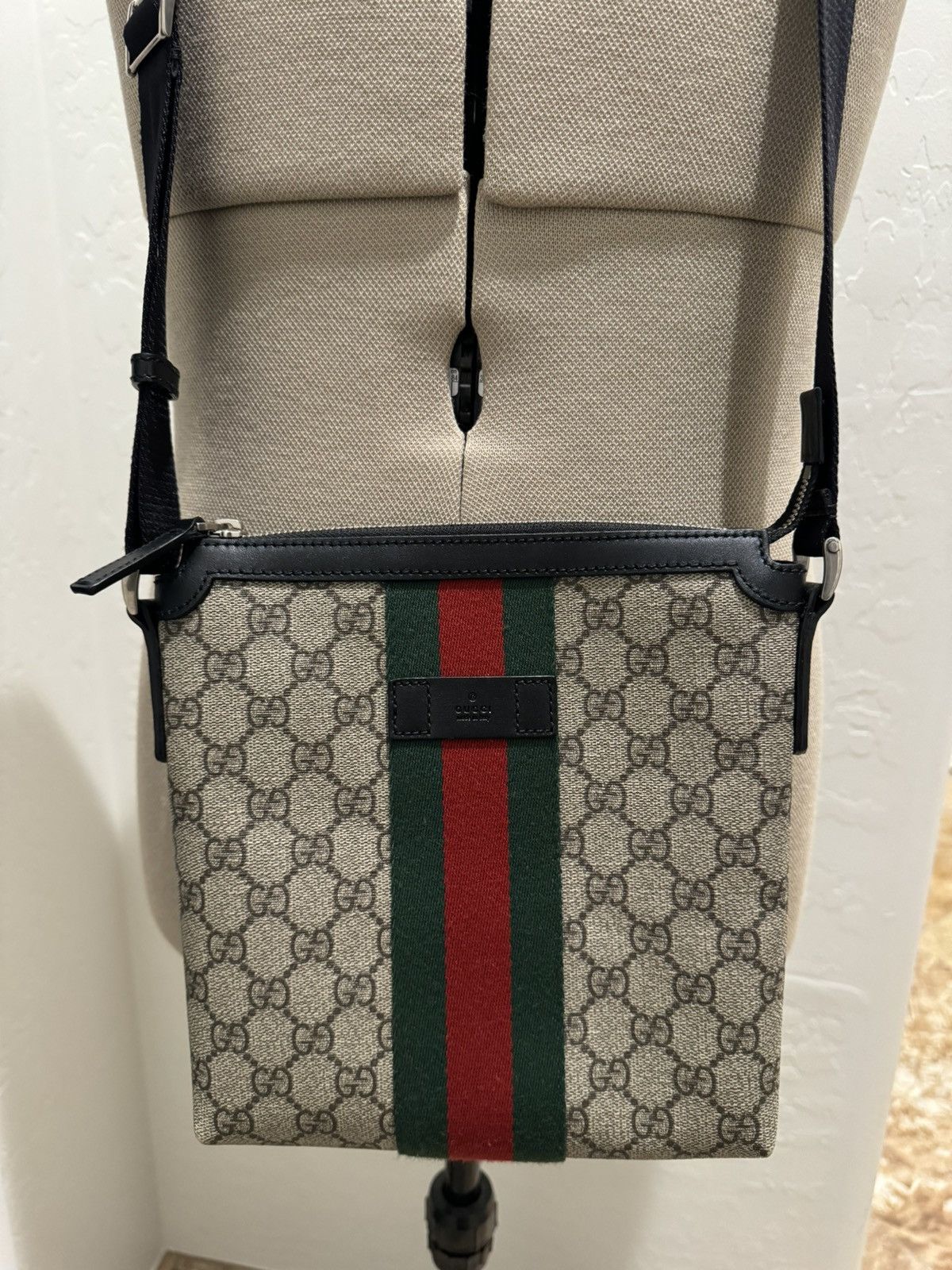 Gucci GG Monogram Crossbody Bag in Beige, Men's