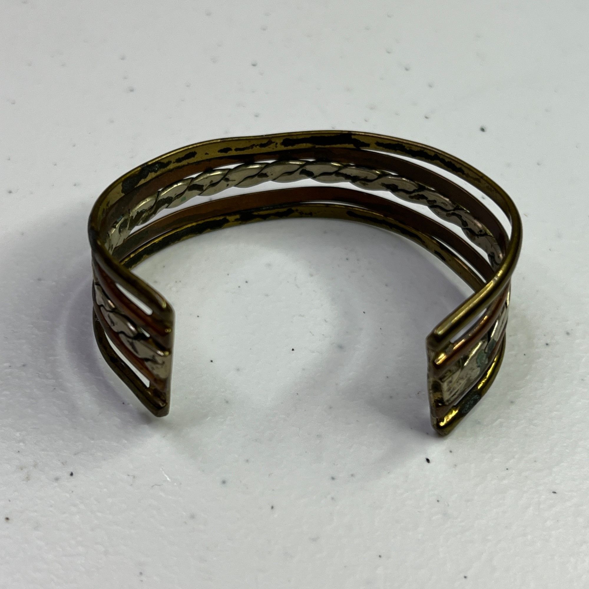 Vintage Vintage Mixed Metal Copper & Brass Open Cuff Bracelet Size ONE SIZE - 7 Thumbnail