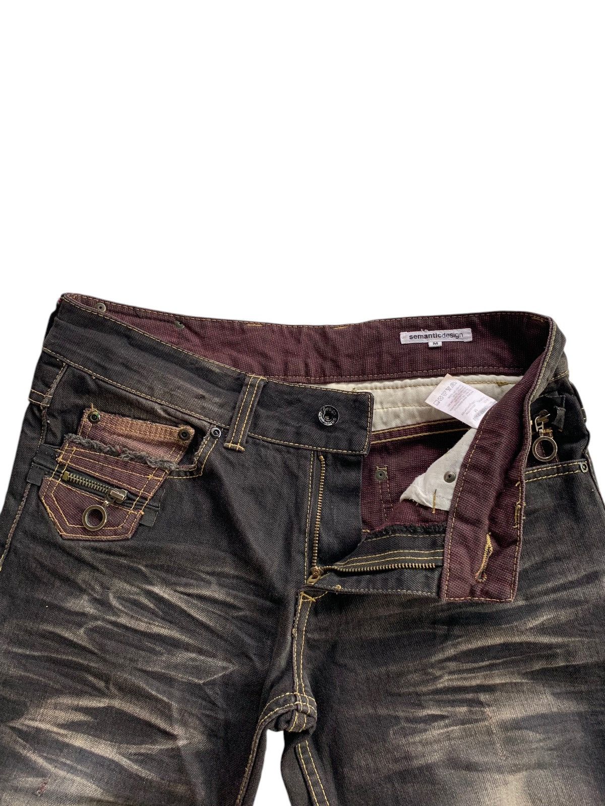 semanticdesign FLARE💥 SEMANTIC DESIGN PUNK STYLE MUDMAX DISTRESSED DENIM🎌☠️ Size US 31 - 10 Thumbnail