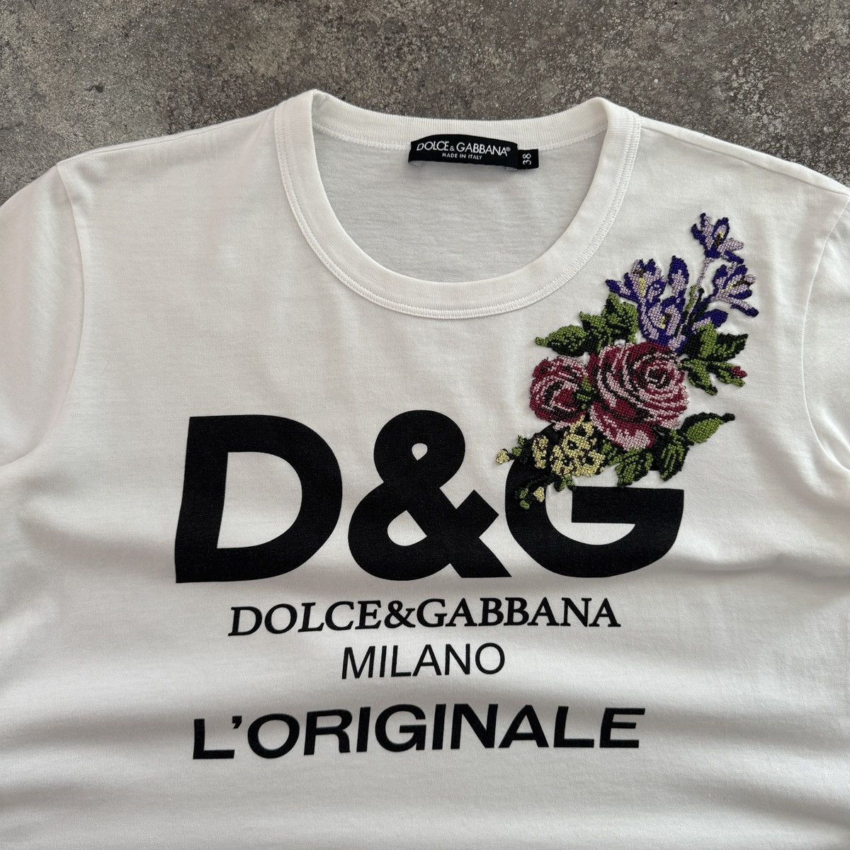 Dolce & Gabbana D&G Dolce & Gabbana Floral Print “L’Originale” T-Shirt Size M / US 6-8 / IT 42-44 - 3 Thumbnail