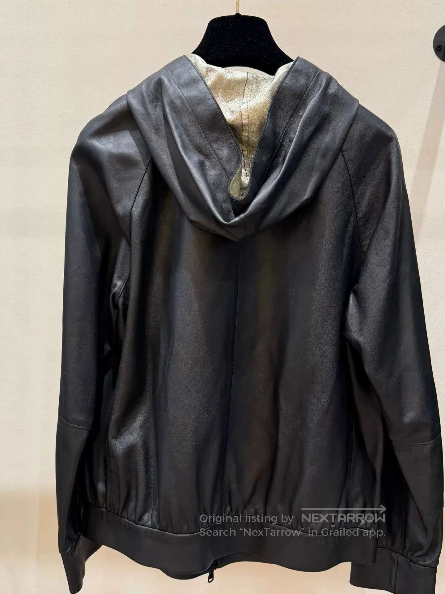 Brunello Cucinelli Brunello Cucinelli Black Leather Hooded Jacket. Size US S / EU 44-46 / 1 - 5 Thumbnail
