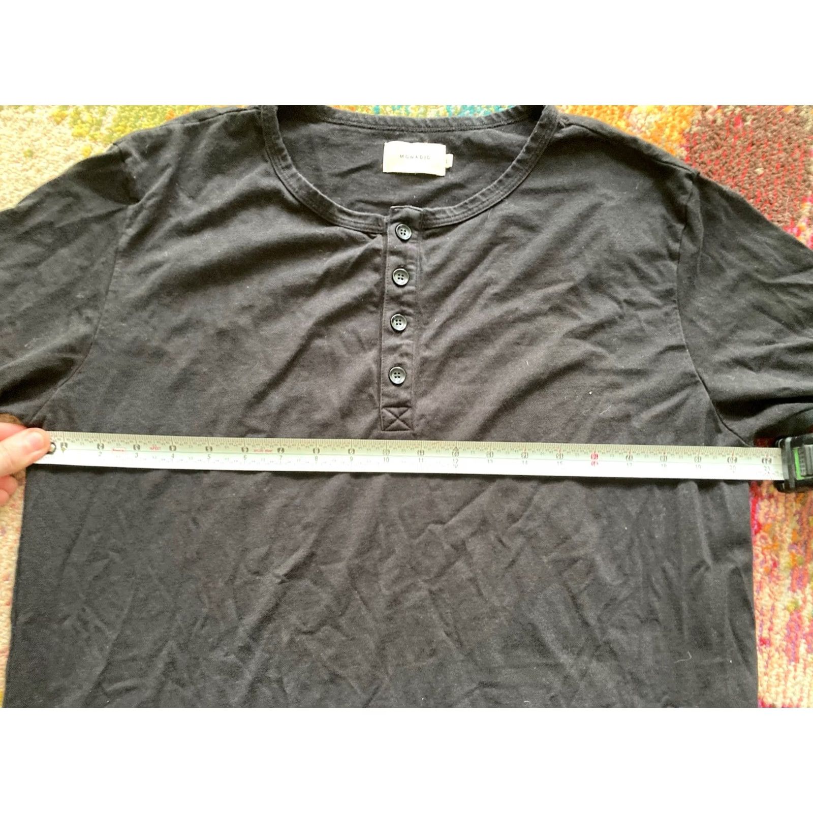 Vintage Monadic Shirt Mens Long Sleeve Henley Black L USA Made Minimalist Size US L / EU 52-54 / 3 - 4 Thumbnail