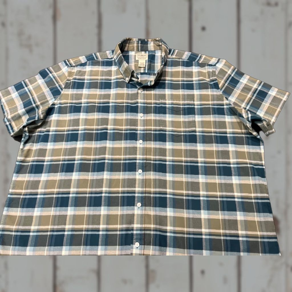 Vintage LL Bean Mens XL Tall Slightly Fitted Plaid Short Sleeve Button Up Shirt Size US XXL / EU 58 / 5 - 1 Thumbnail
