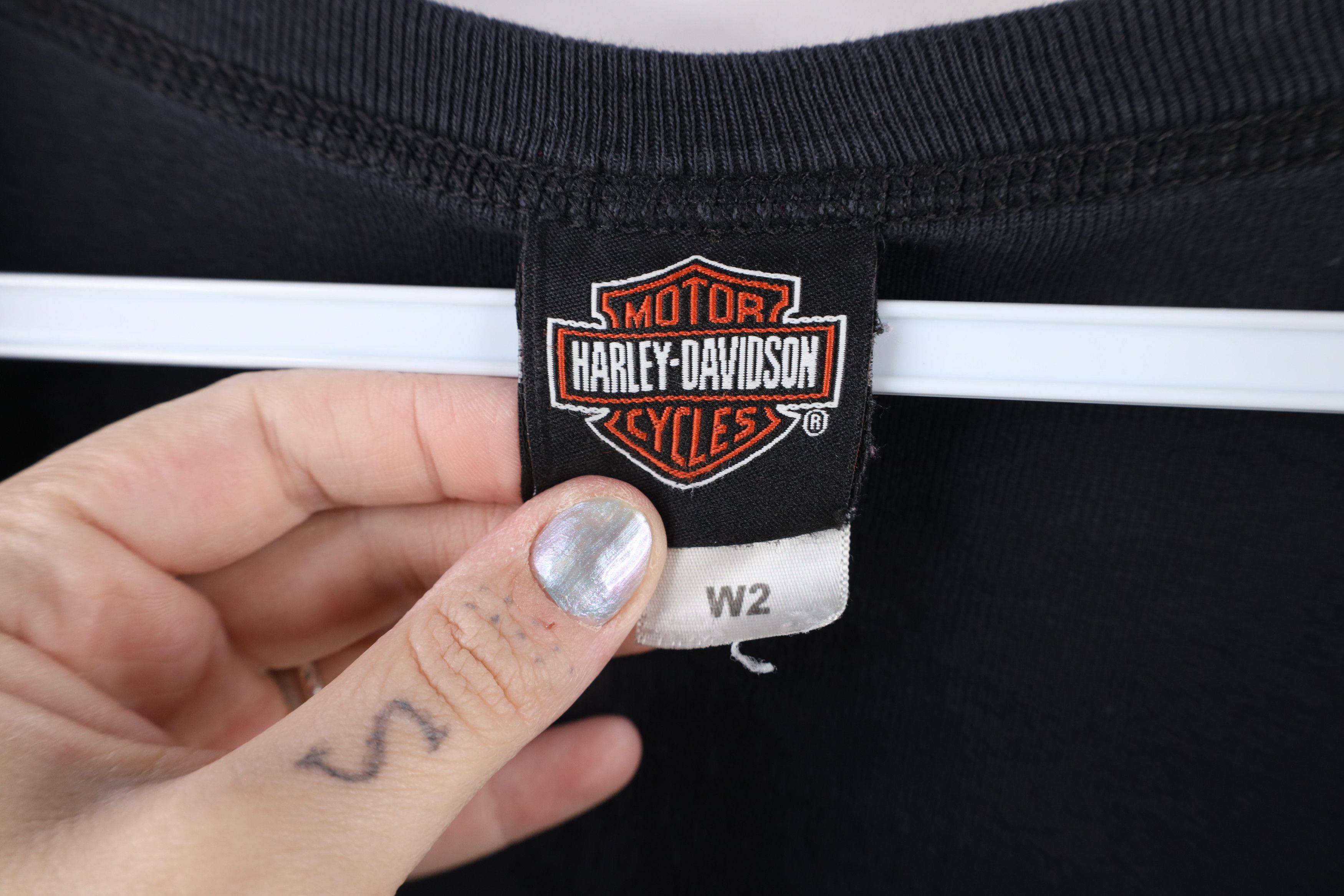 Harley Davidson × Vintage Vintage 90s Harley Davidson Sequin Eagle Ribbed T-Shirt USA Size 3XL / US 20-22 - 11 Thumbnail