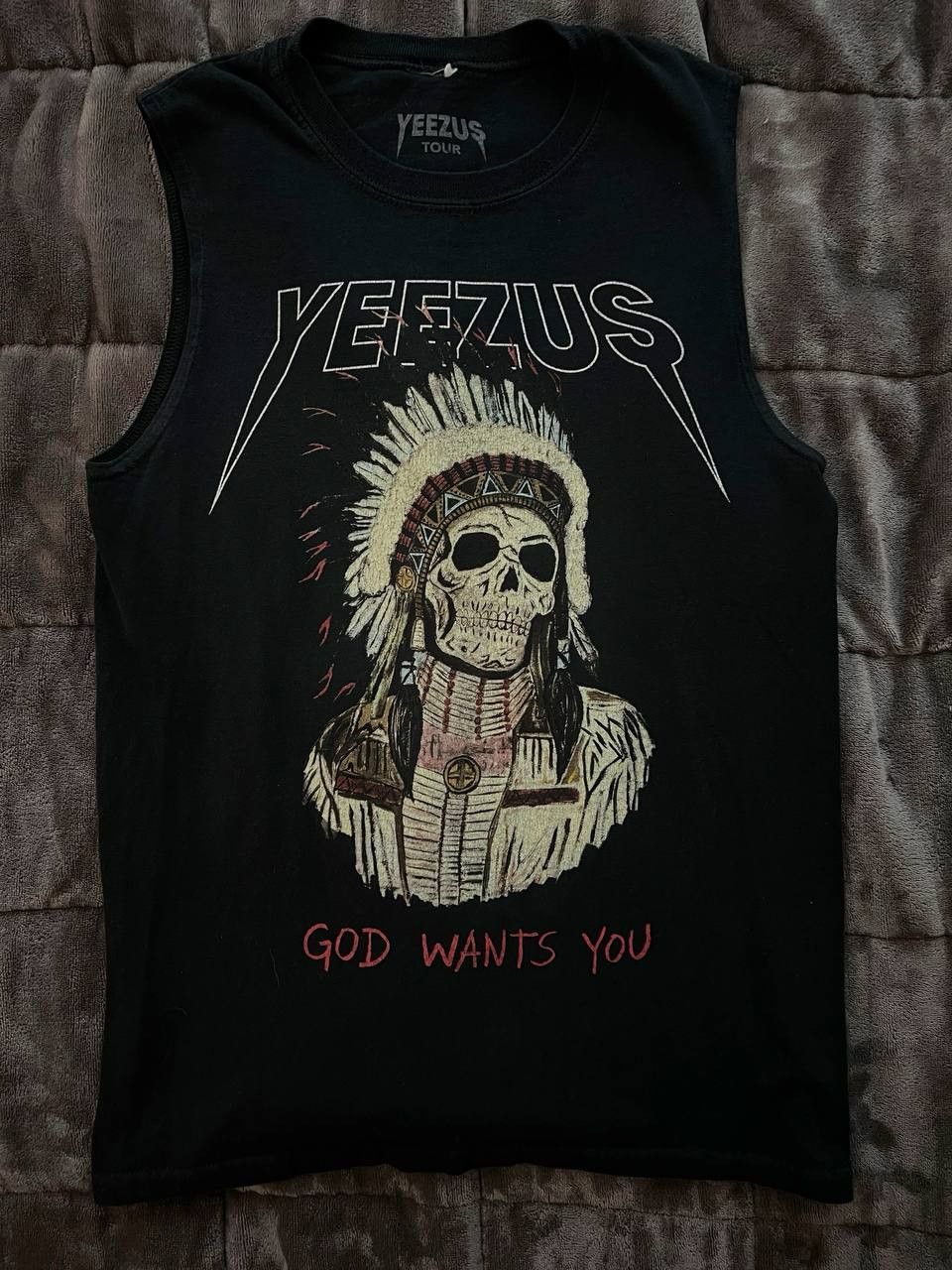 Image of Kanye West Yeezus Tour 2013 Tanktop - I Ain't Comin' Down/god Wants You in Black, Men's (Size Small