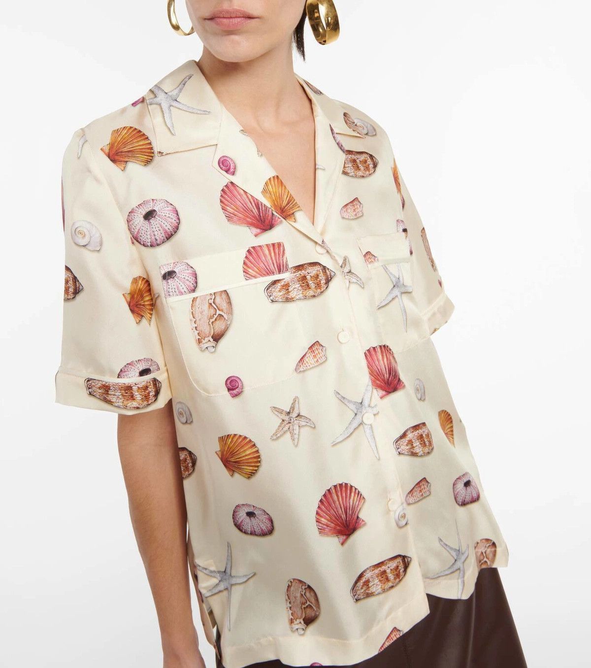 Chloe oc11z0525 Printed Silk Twill Shirt in Multicolor Size XL / US 12-14 / IT 48-50 - 4 Thumbnail