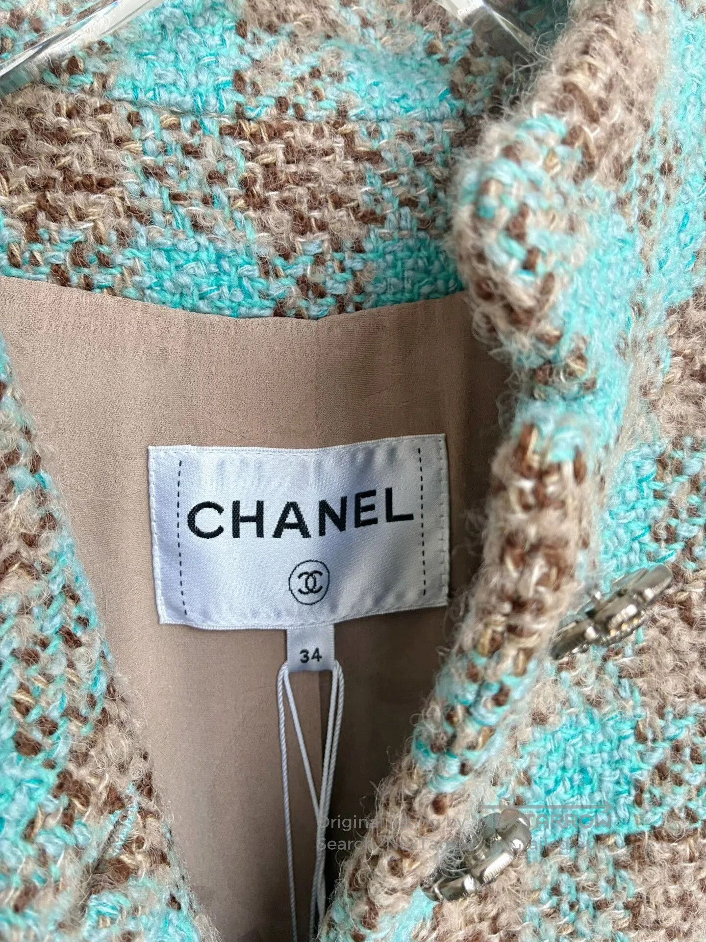 Chanel Chanel 22K Blue Tweed Stand Collar Jacket. Size XXS / US 00 / IT 34 - 4 Thumbnail