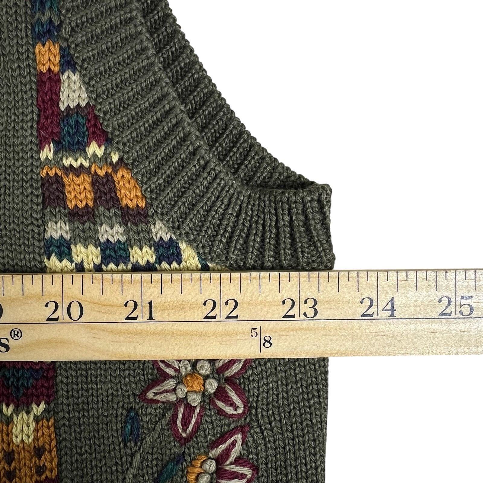 Vintage Vintage Embroidered Knit Vest XL Olive Floral Granny Cottage Size XL / US 12-14 / IT 48-50 - 12 Thumbnail
