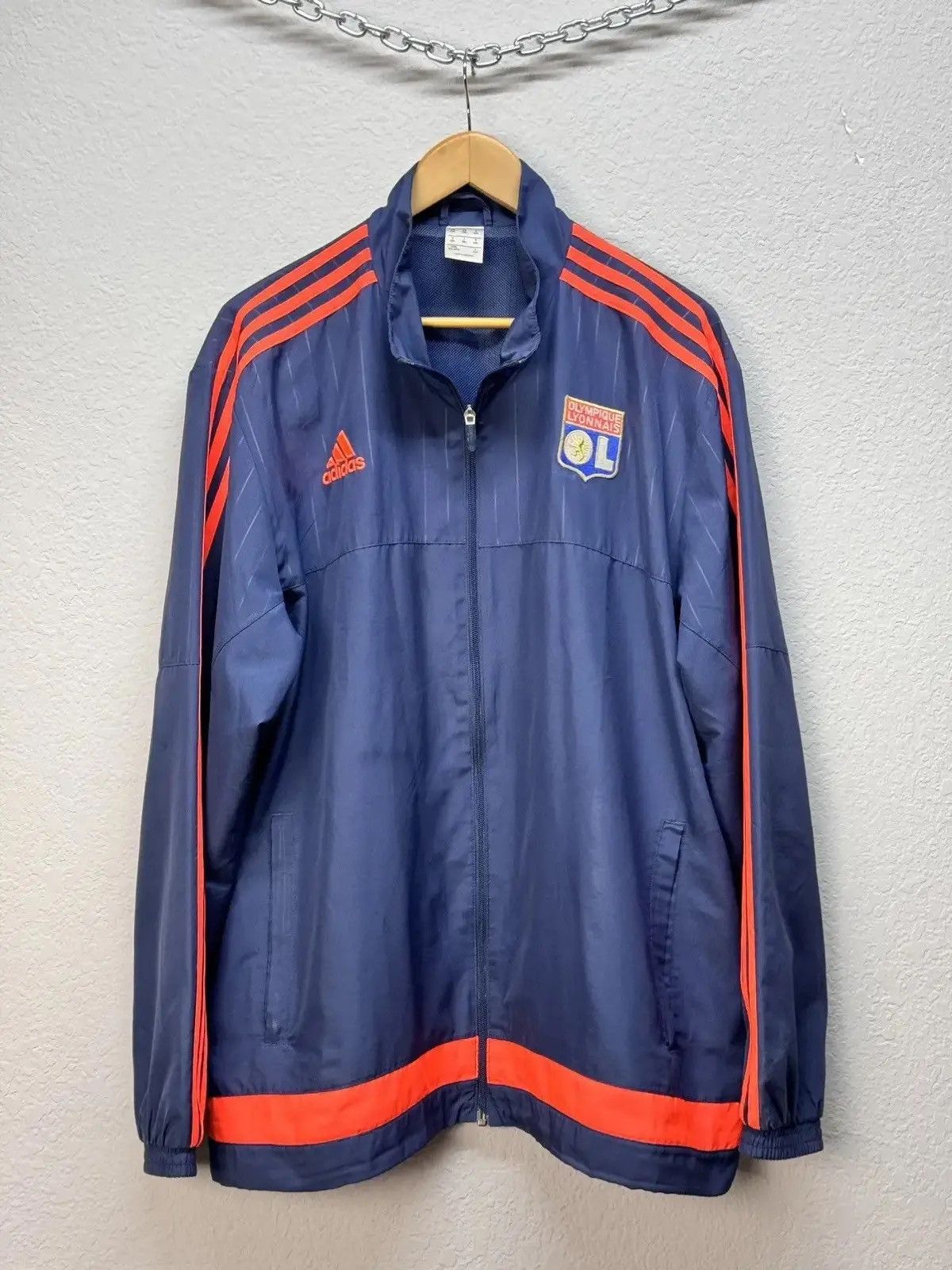 Adidas × Vintage Adidas Olympique Lyon Zip Sweatshirt Soccer Jersey 2015 Size US XXL / EU 58 / 5 - 1 Thumbnail