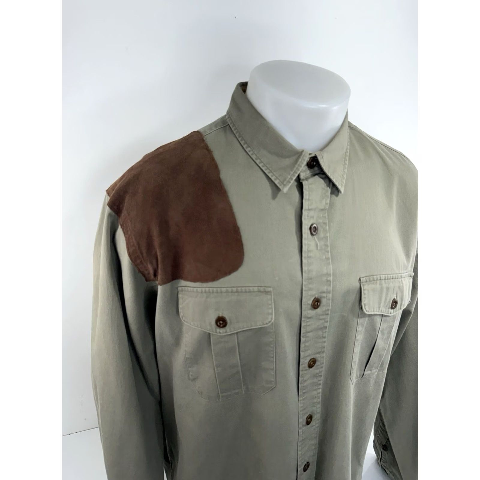 Polo Ralph Lauren POLO RALPH LAUREN - PADDED Shoulder Shirt 2XL Olive Men Button-Up Long Sleeve Safari Hunting Shooting Shirt Size US XXL / EU 58 / 5 - 2 Thumbnail