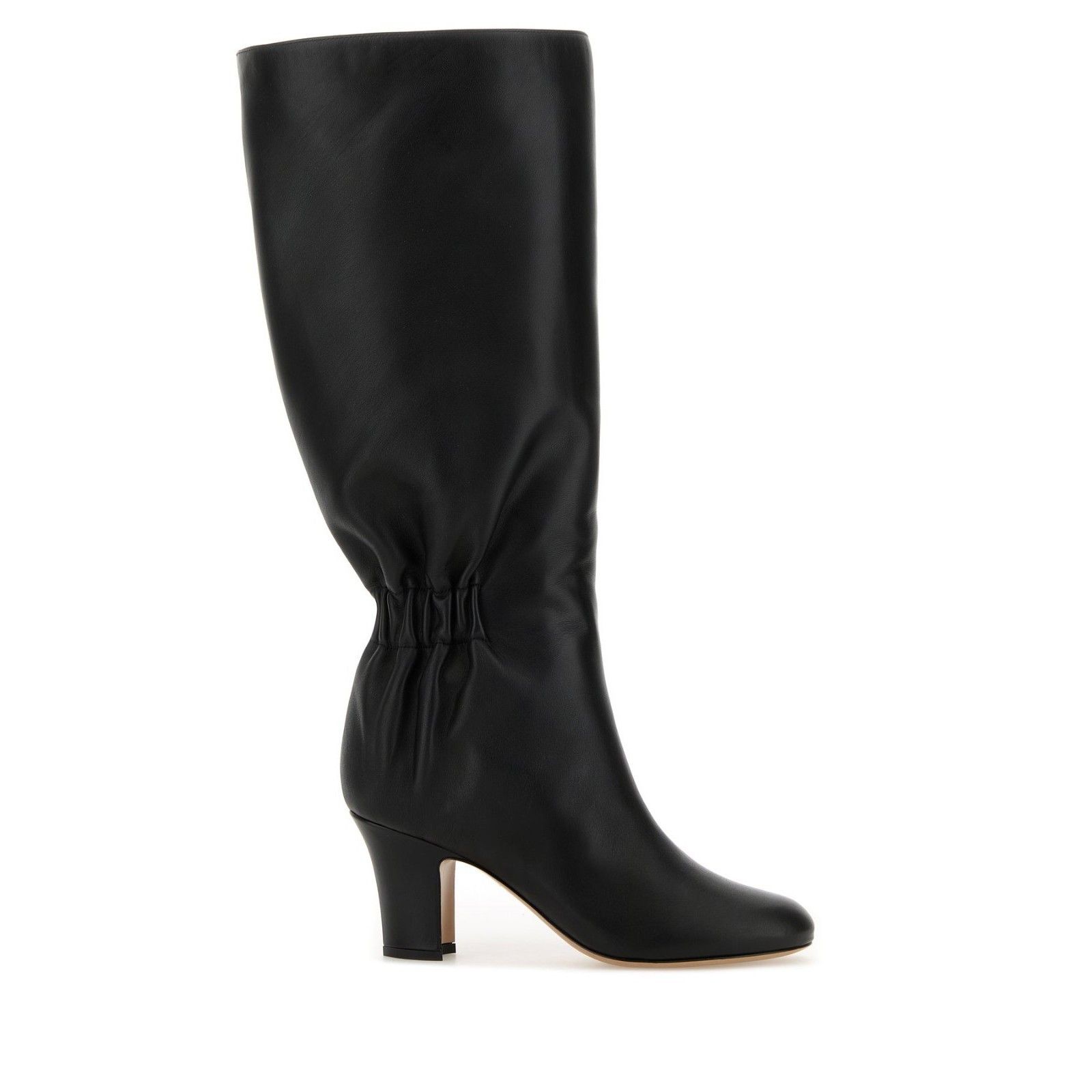 FERRAGAMO Jannette 70 Knee High Black Leather 70mm Heel Boot