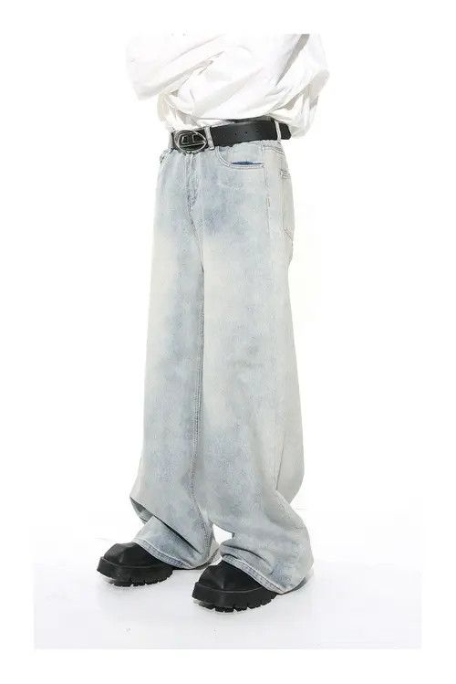 Other Washed light blue straight distressed jeans Size US 32 / EU 48 - 4 Thumbnail