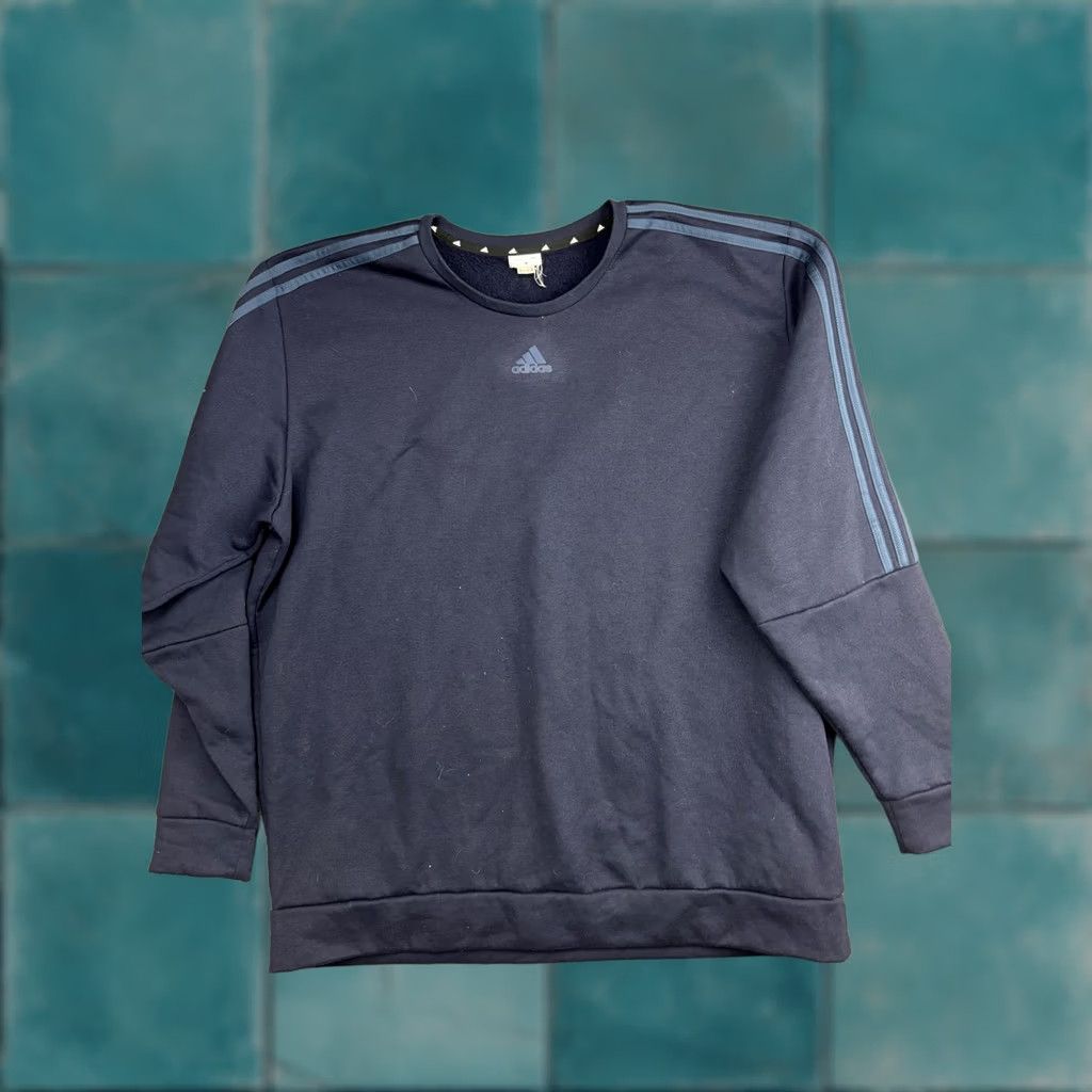 Adidas Adidas Sweatshirt Mens Large Blue 3 Stripes Crewneck Fleece Pullover Logo Size US L / EU 52-54 / 3 - 1 Thumbnail