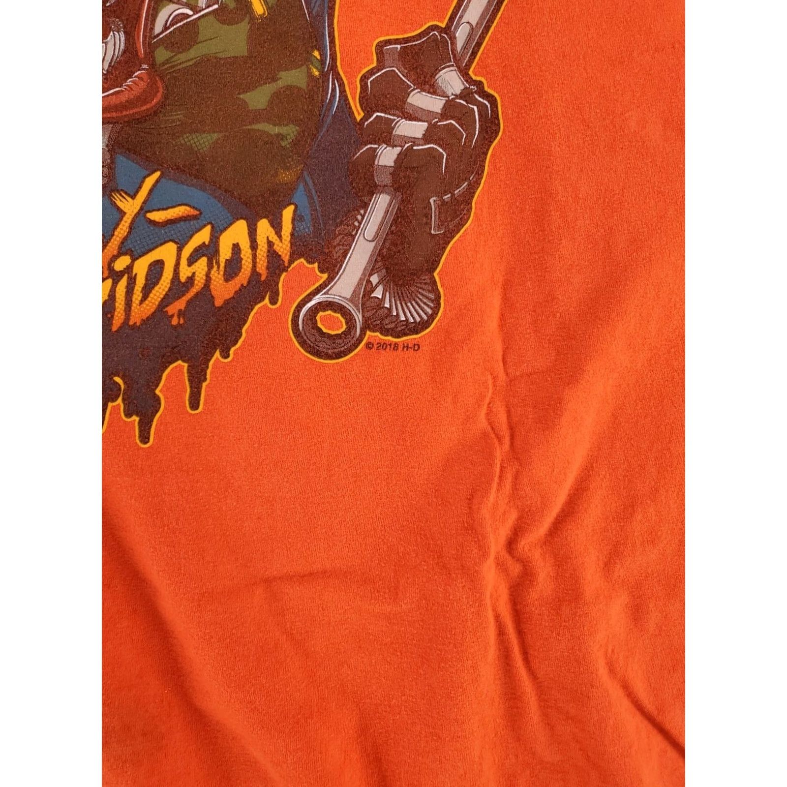 Harley Davidson Harley-Davidson T-Shirt Orange Scary Clown Wichita Kansas Mens 3XL Size US XXL / EU 58 / 5 - 2 Thumbnail