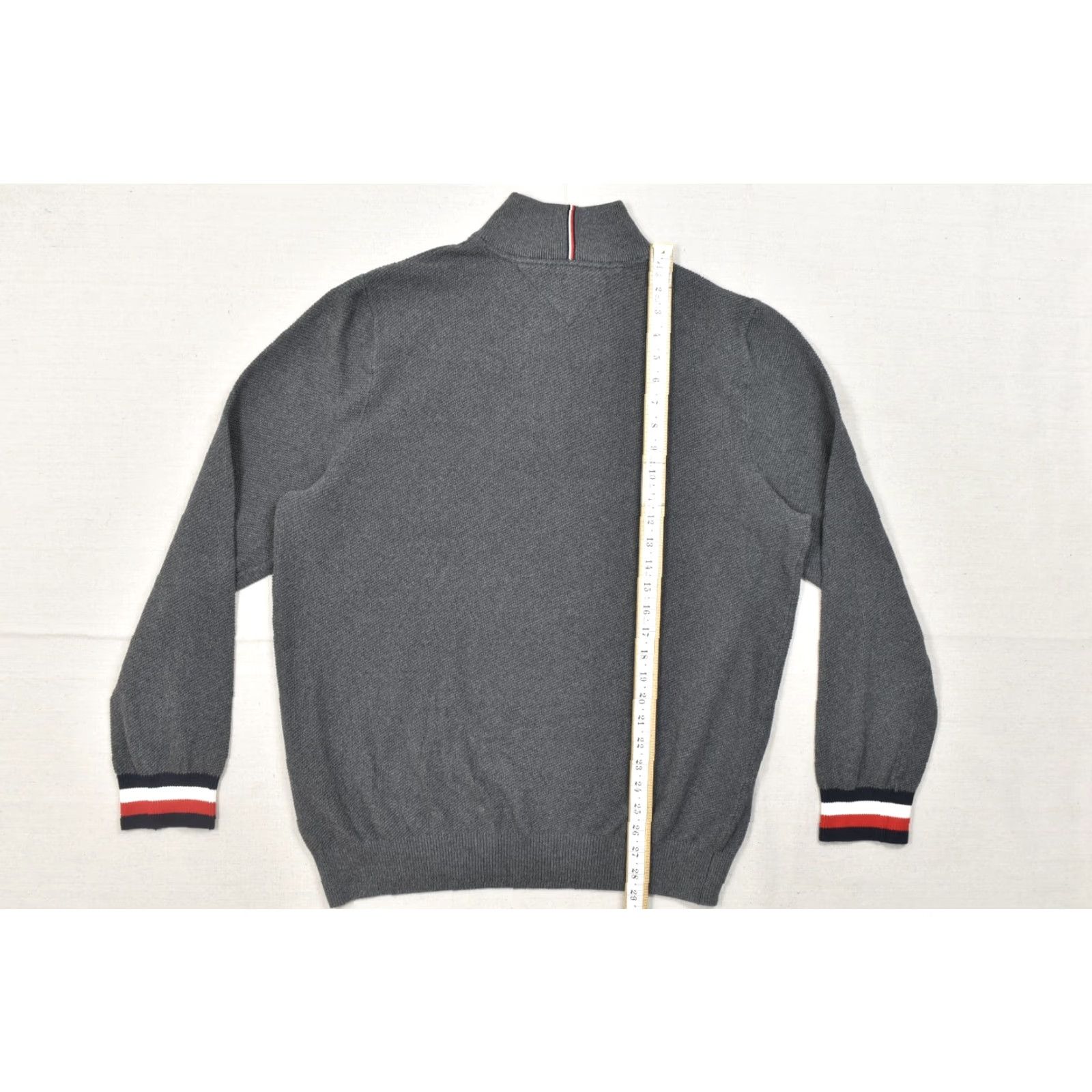 Tommy Hilfiger Tommy Hilfiger Men's XXL Gray Cotton Knit Pullover Sweater 1/4 Zip Flag Logo Rib Size US XXL / EU 58 / 5 - 4 Thumbnail
