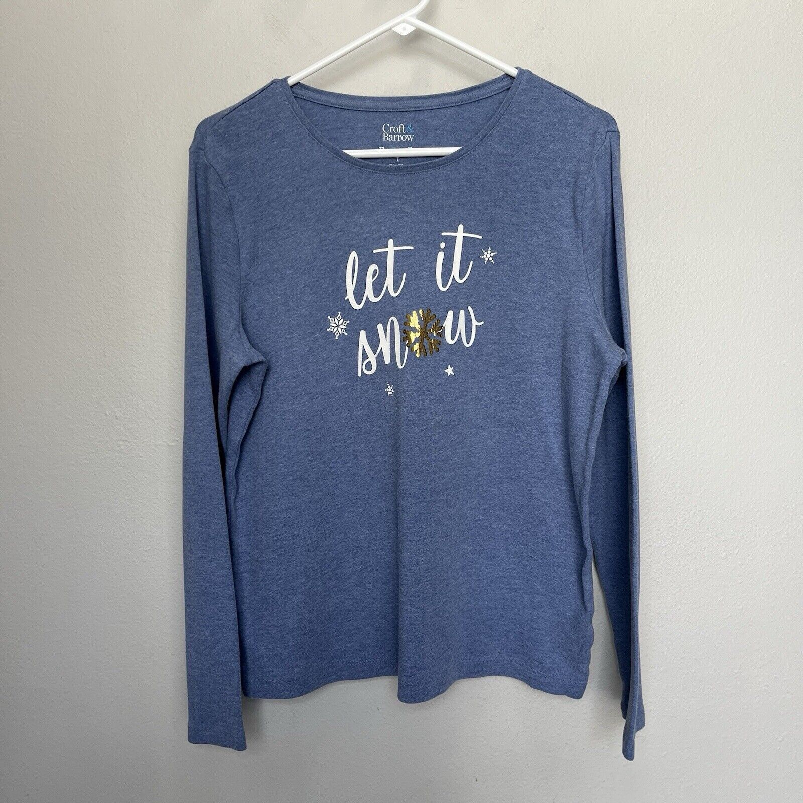 Croft & Barrow Croft & Barrow | Let It Snow Sequin Snowflake LS Top Large Size L / US 10 / IT 46 - 2 Thumbnail