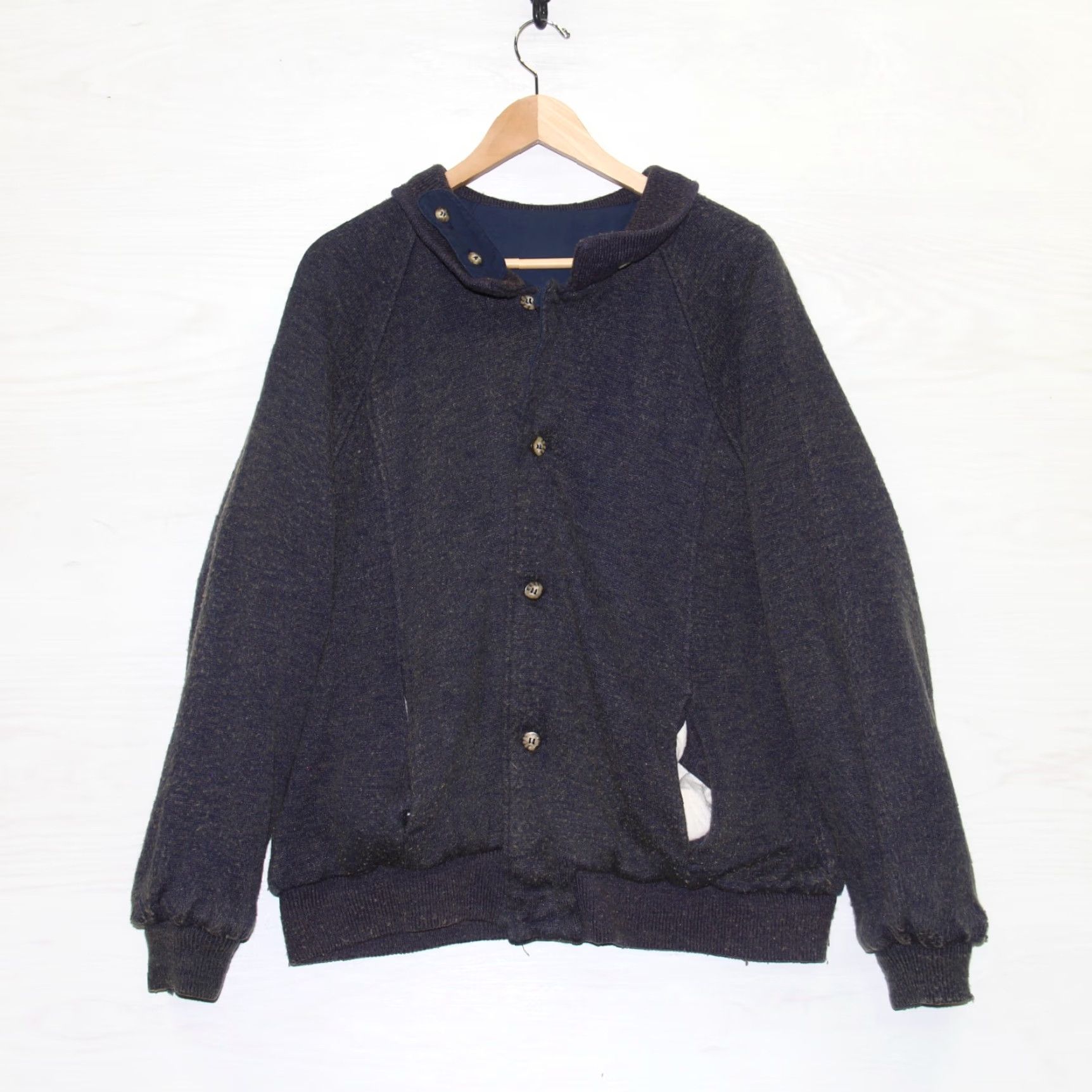 Vintage Izod Lacoste Reversible Bomber Jacket Men XL Navy Blue