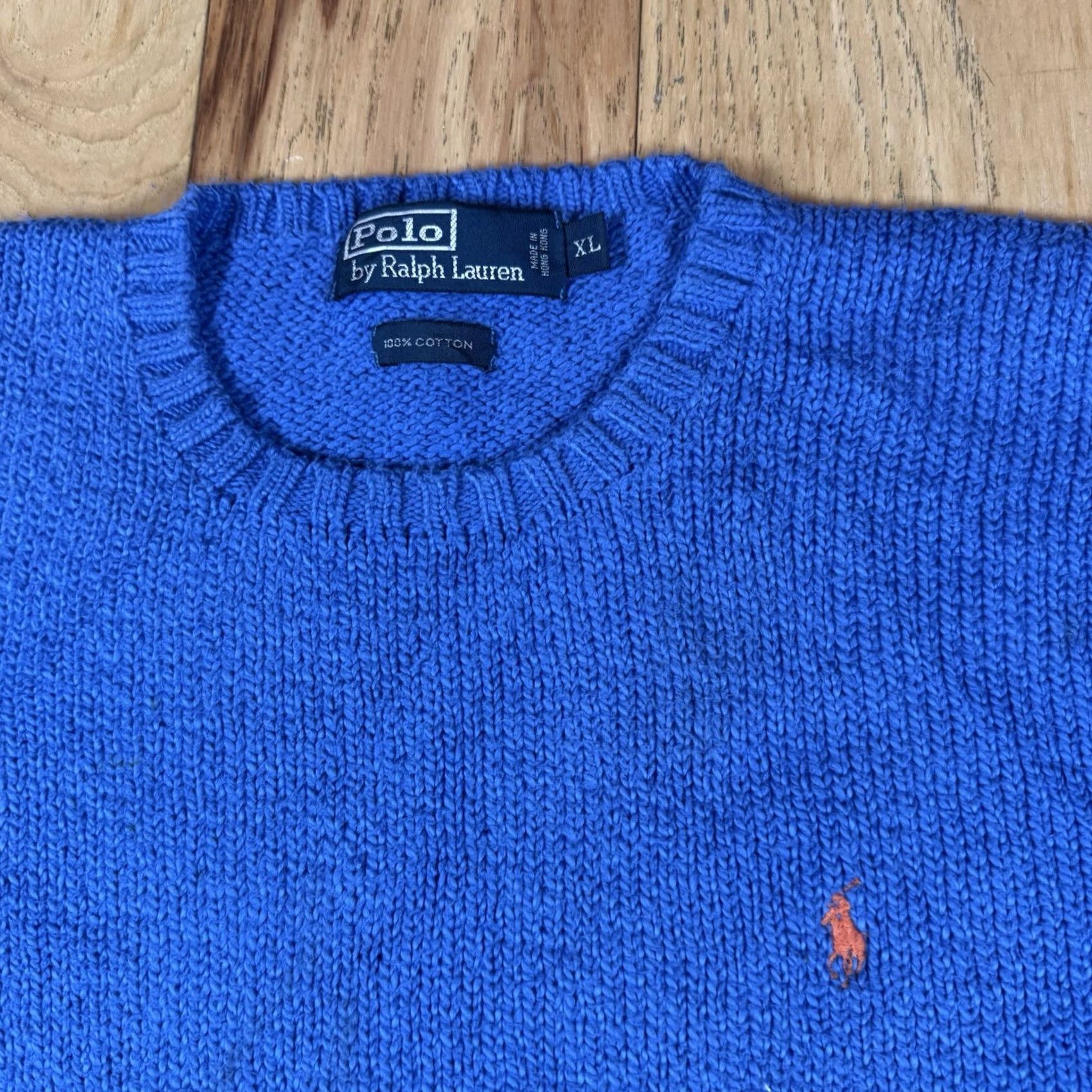 Polo Ralph Lauren VINTAGE Polo Ralph Lauren Sweater Mens XL Blue Crew Neck Cable Knit Cinched Waist Size US XL / EU 56 / 4 - 3 Thumbnail