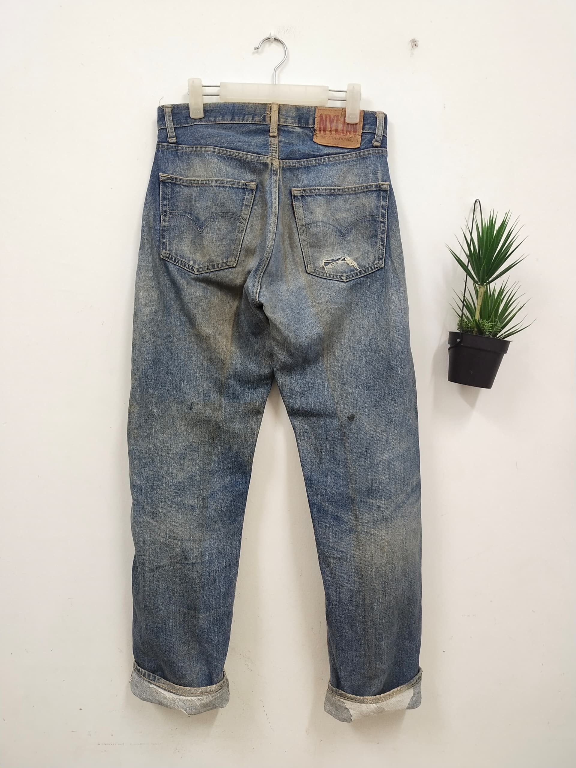 Vintage Vtg 80s 90s Nylon Jeans Selvedge Grunge Design kurt cobain Size US 32 / EU 48 - 8 Thumbnail