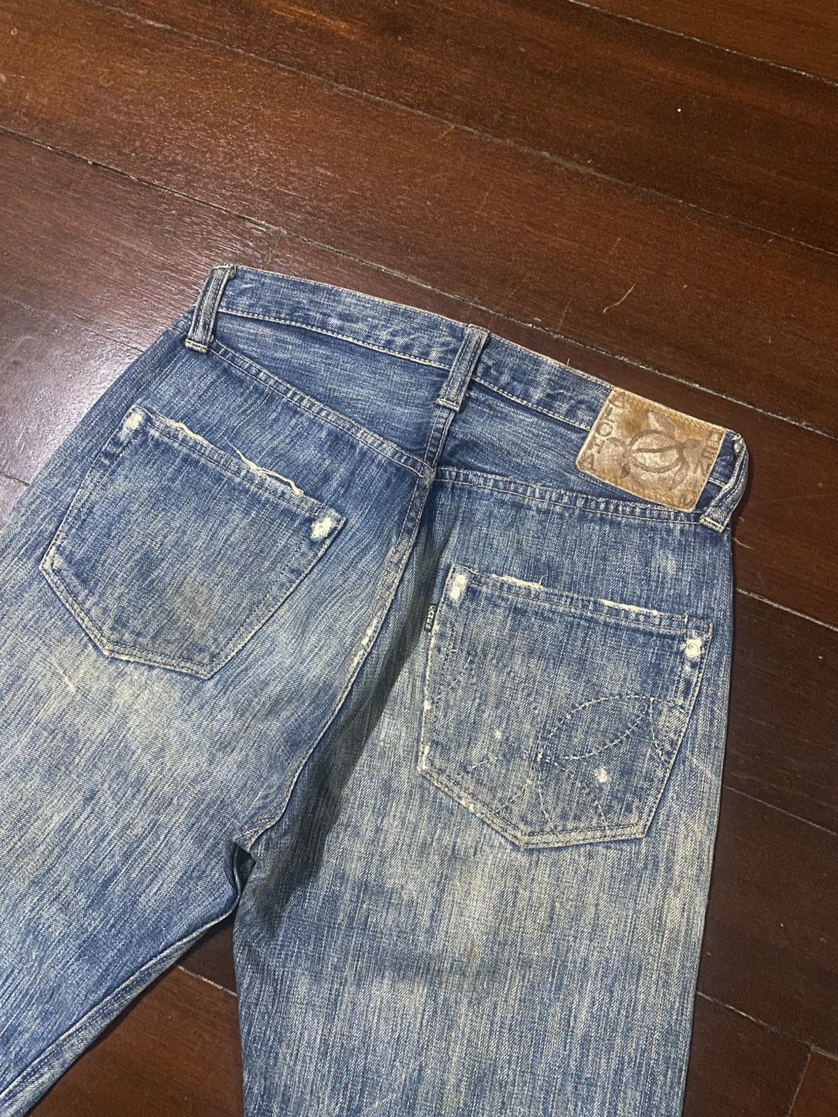 Sugar Cane Rare Sugar Cane Aloha distressed rework Selvedge Denim Size US 31 - 18 Thumbnail