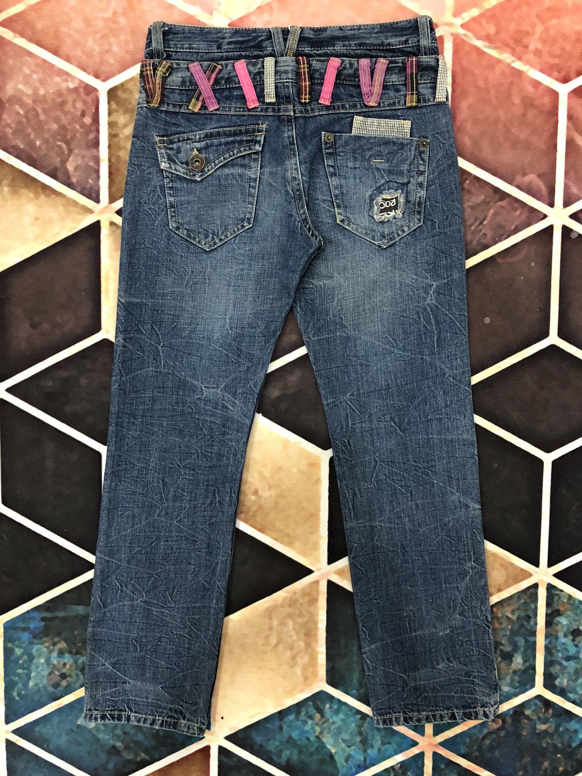 Japanese Brand × Seditionaries Vintage Colza Double Waist Distressed Faded Blue Jeans Size US 31 - 9 Thumbnail