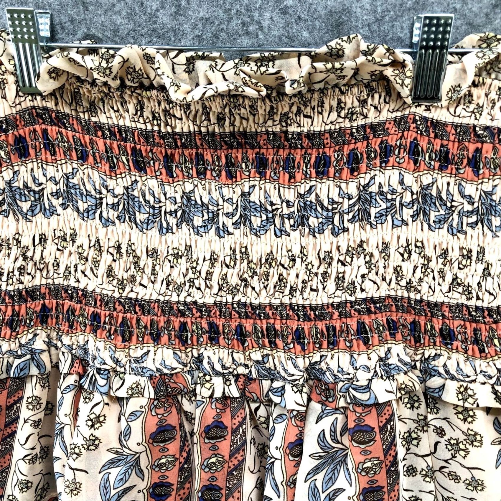 Vintage Allison New York Womens Skirt Size S Peach Pull On Smocked Tiered Ruffle Bohemian Short Mini Size 28" / US 6 / IT 42 - 4 Thumbnail