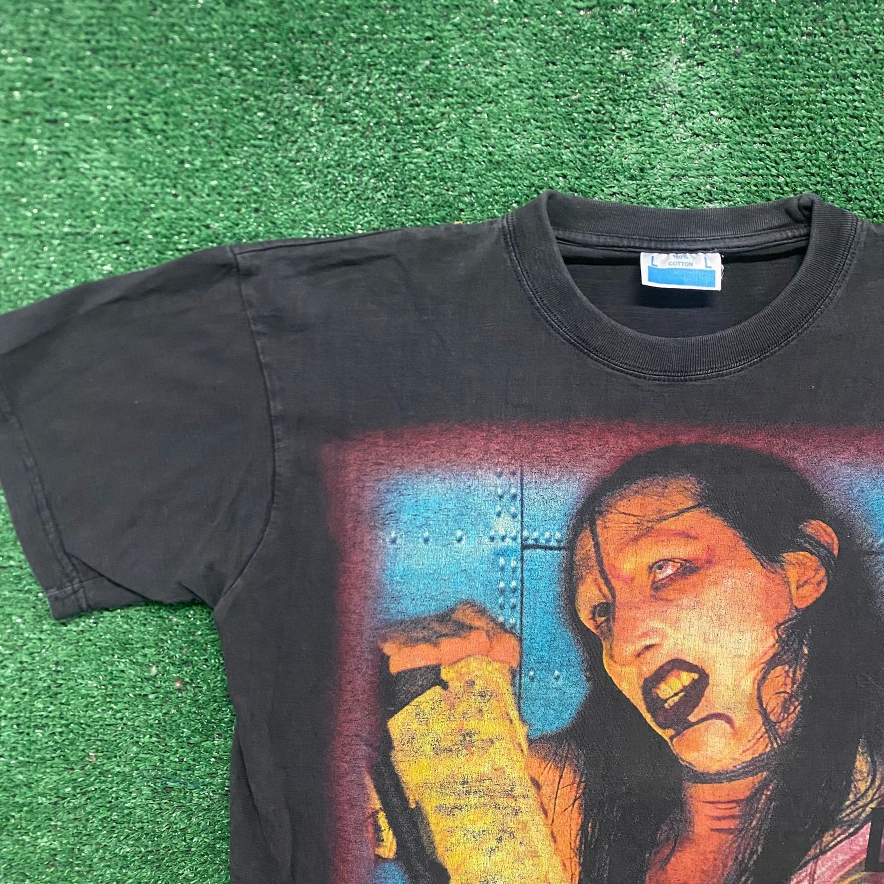 Band Tees Vintage 90s Marilyn Manson Shirt Faded Goth Metal Band Tee Size US L / EU 52-54 / 3 - 2 Thumbnail