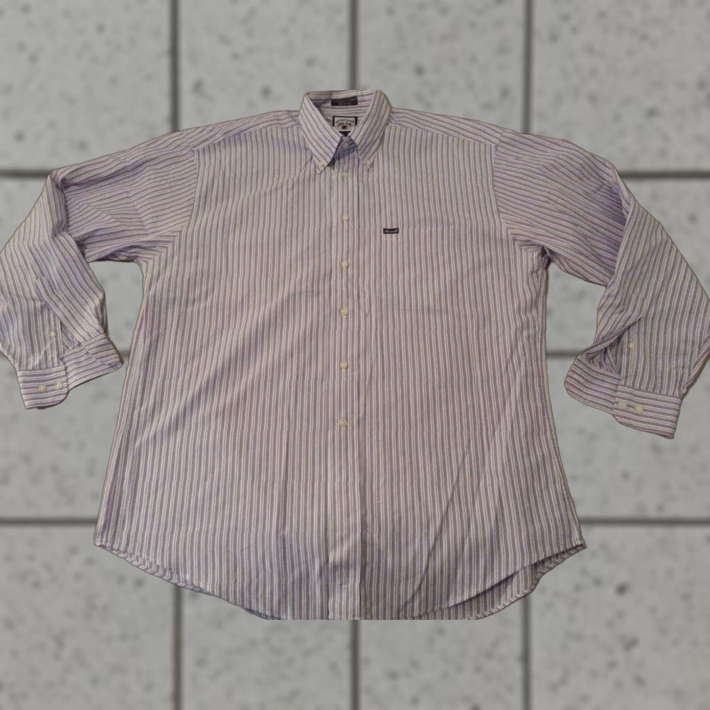 Faconnable VINTAGE? Mens Façonnable Dress Shirt XL Purple Stripes Cotton Button Size 46R - 1 Thumbnail