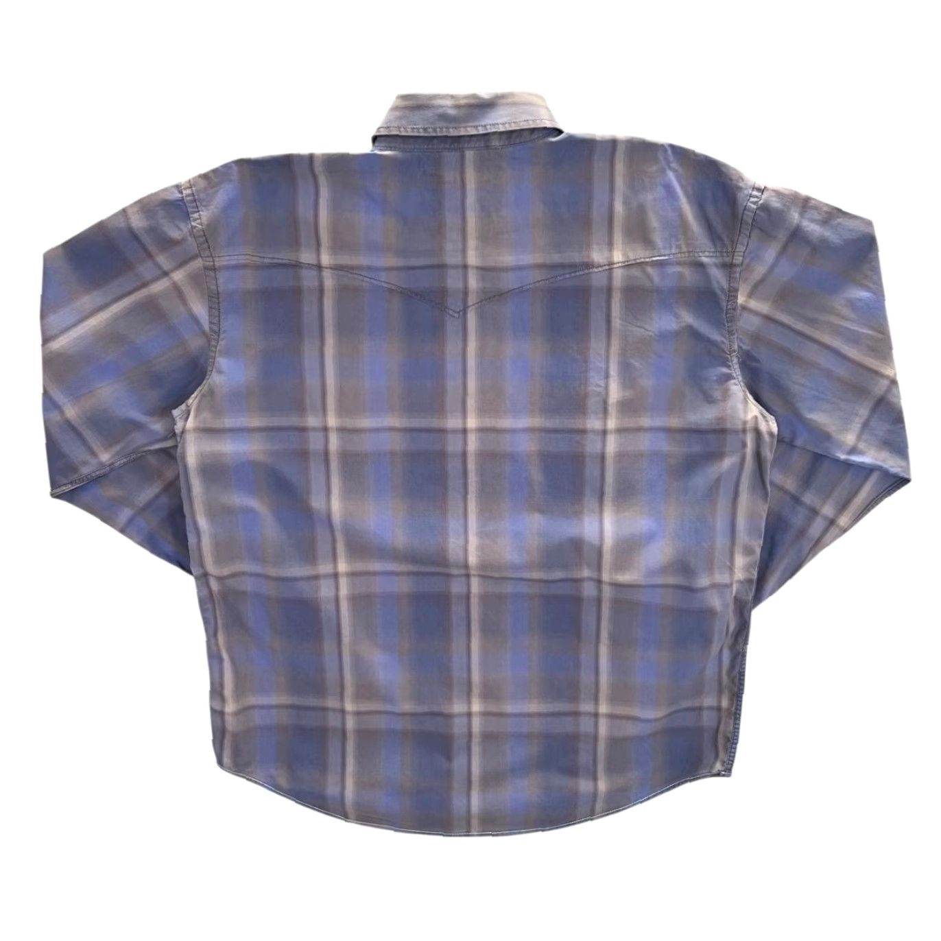 Vintage Panhandle Rough Stock Cowboy Western Check Popper Long Sleeve Shirt Large Mens Carbon Grey/Blue Check Button-Up 90s Theme Western Mens Size US L / EU 52-54 / 3 - 2 Thumbnail