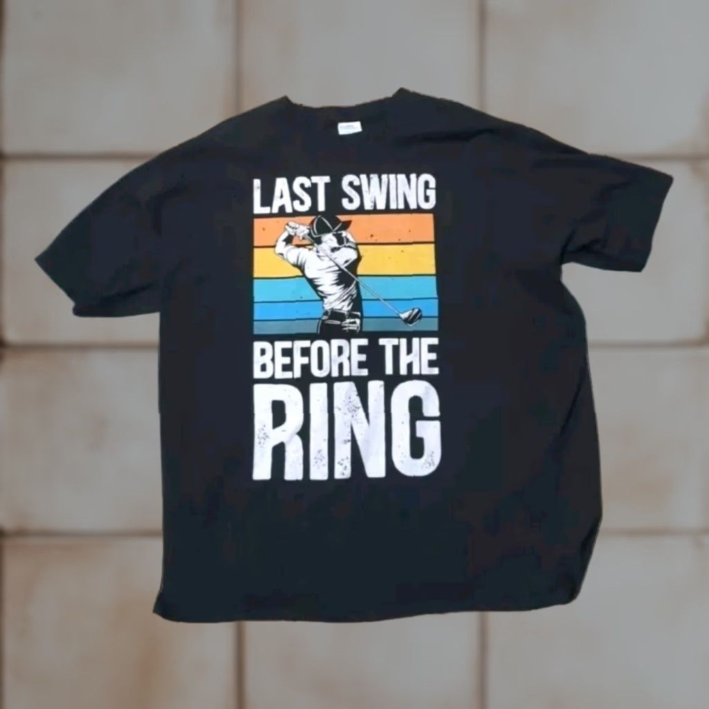 Port & Company Port & Company T-Shirt Men XL Black Last Swing Before The Ring Golf Bachelor Party Parody Funny Size US XL / EU 56 / 4 - 1 Thumbnail