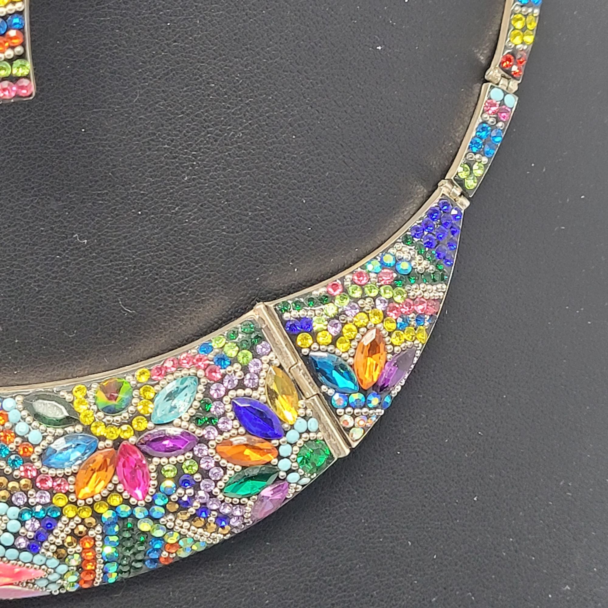 Handmade Artisan 925 Sterling Silver Multicolor Micro Mosaic Choker N Size ONE SIZE - 21 Thumbnail